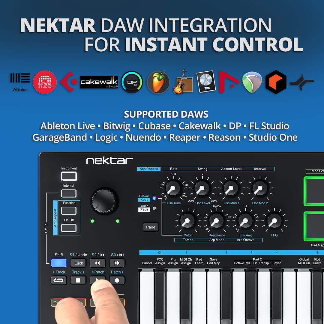 Nektar Impact LX Mini - 25-Key USB MIDI Controller Keyboard with DAW Integration | Compact Music Production Keyboard for Home Studio, Live Performance & Beat Making | Black