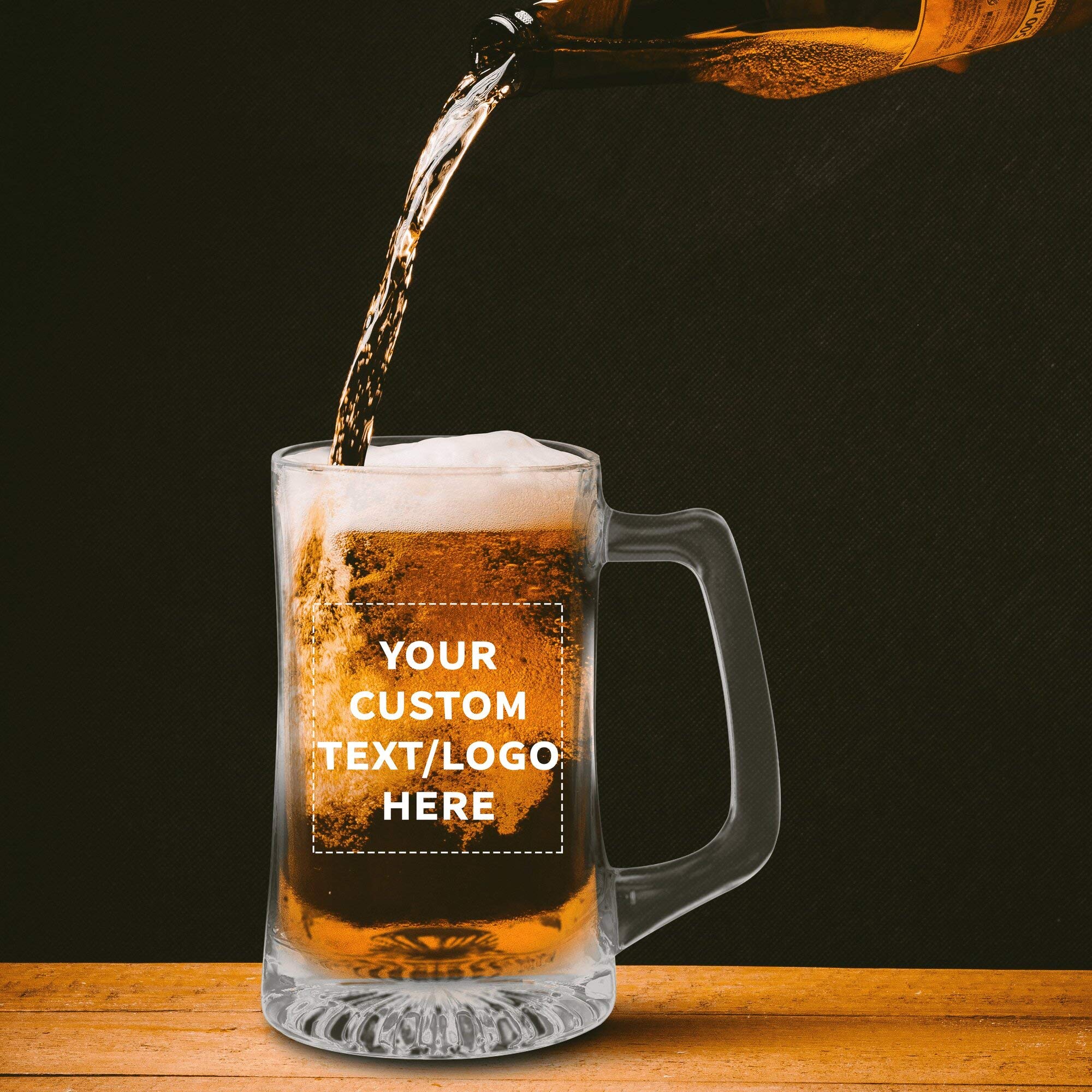 Personalized 14 oz ARC Glass Beer Mugs Set of 6 - Custom Bulk Barware for Oktoberfest, Pubs & Restaurants - Durable Clear Drinking Glasses - Perfect for Parties, Gifts & Commercial Use