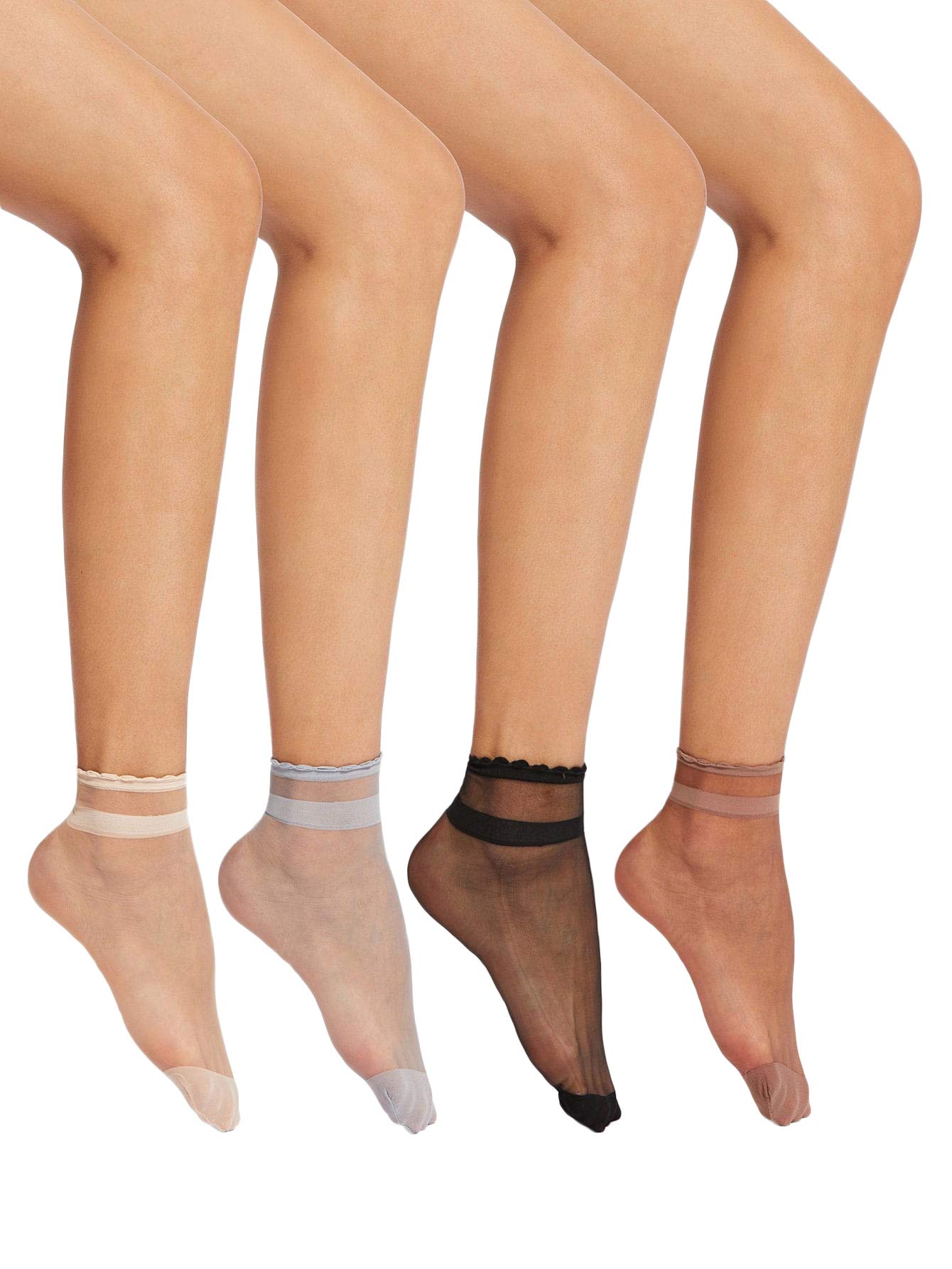 Milumia Women's Frill Trim Ankle Socks 5 Pairs - Cute Lace Socks for Women, Comfortable Low Cut Socks for Casual Wear, Workout & Daily Use