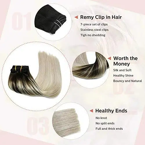 Premium 9A Brazilian Clip-In Human Hair Extensions - 7pcs Double Weft for Instant Volume & Length | Perfect for Weddings, Parties & Everyday Styling