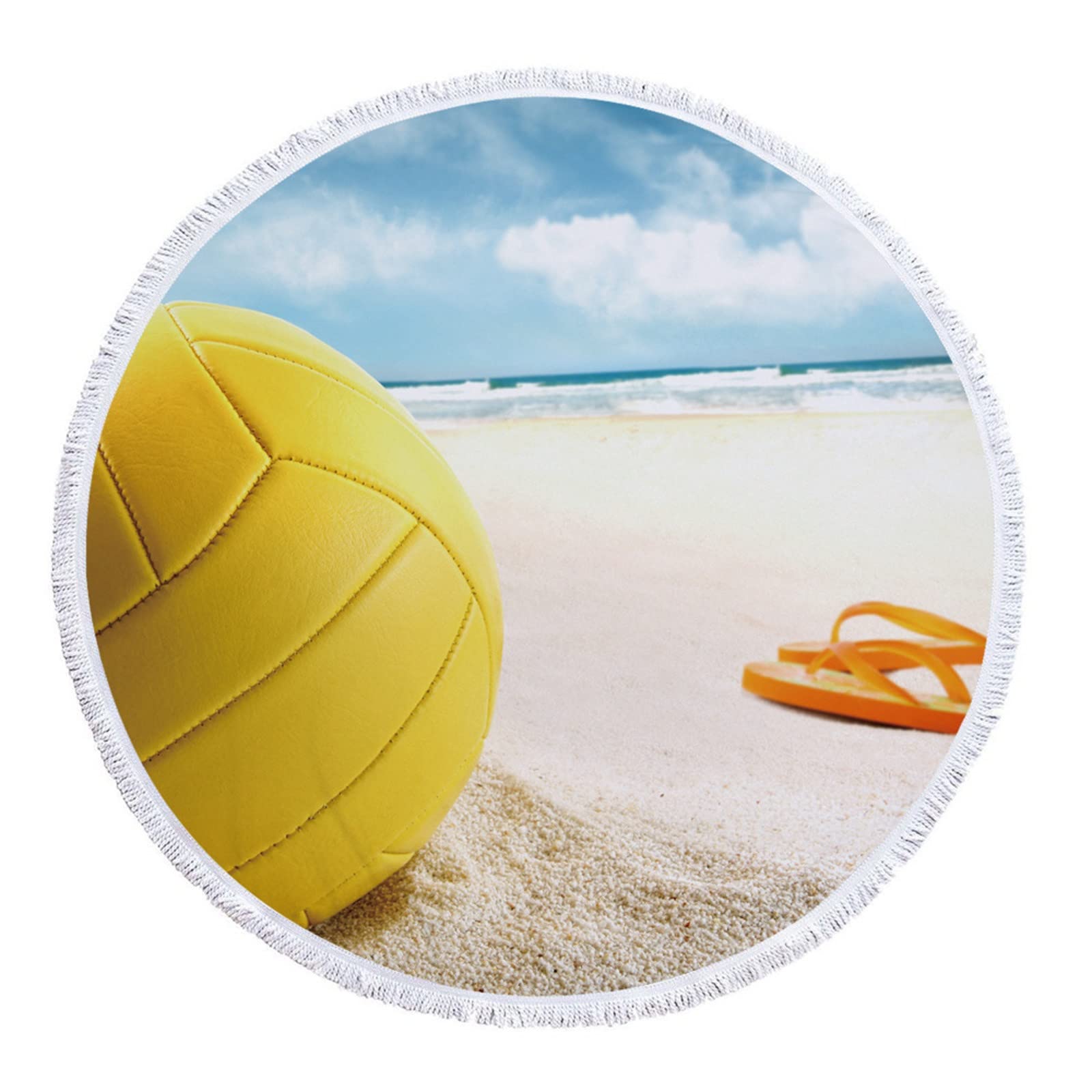 Round Softball Beach Towel - Ultra Light Blue Quick Dry Bath Towel, Sandproof & Large Beach Blanket for Travel, Swimming Pool, Camping, Yoga, Fitness, Sports, Picnic and Summer Outings