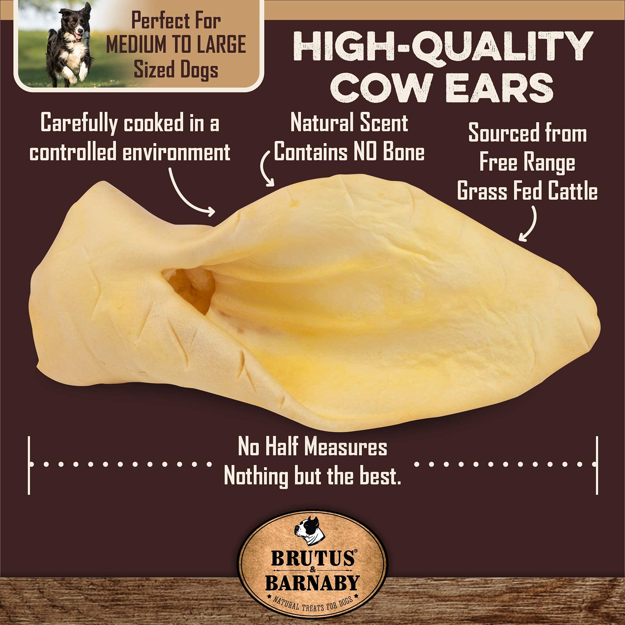 All Natural BRUTUS & BARNABY 12 Cow Ears + 15 Gullet Dog Treats - Healthy Chews for Small & Large Breeds - Perfect for Training, Dental Health & Long-Lasting Entertainment