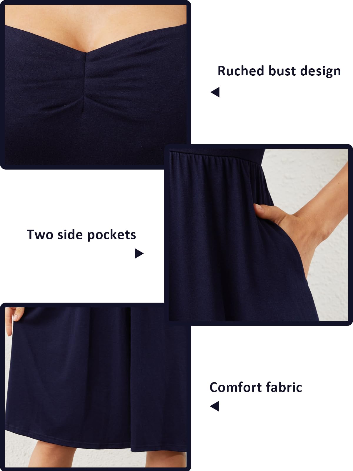 2025 Summer Dresses for Women - Casual Sweetheart Neckline Empire Waist A-Line Swing Dress with Spaghetti Straps & Pockets | Beach Vacation, Date Night, Office Wear