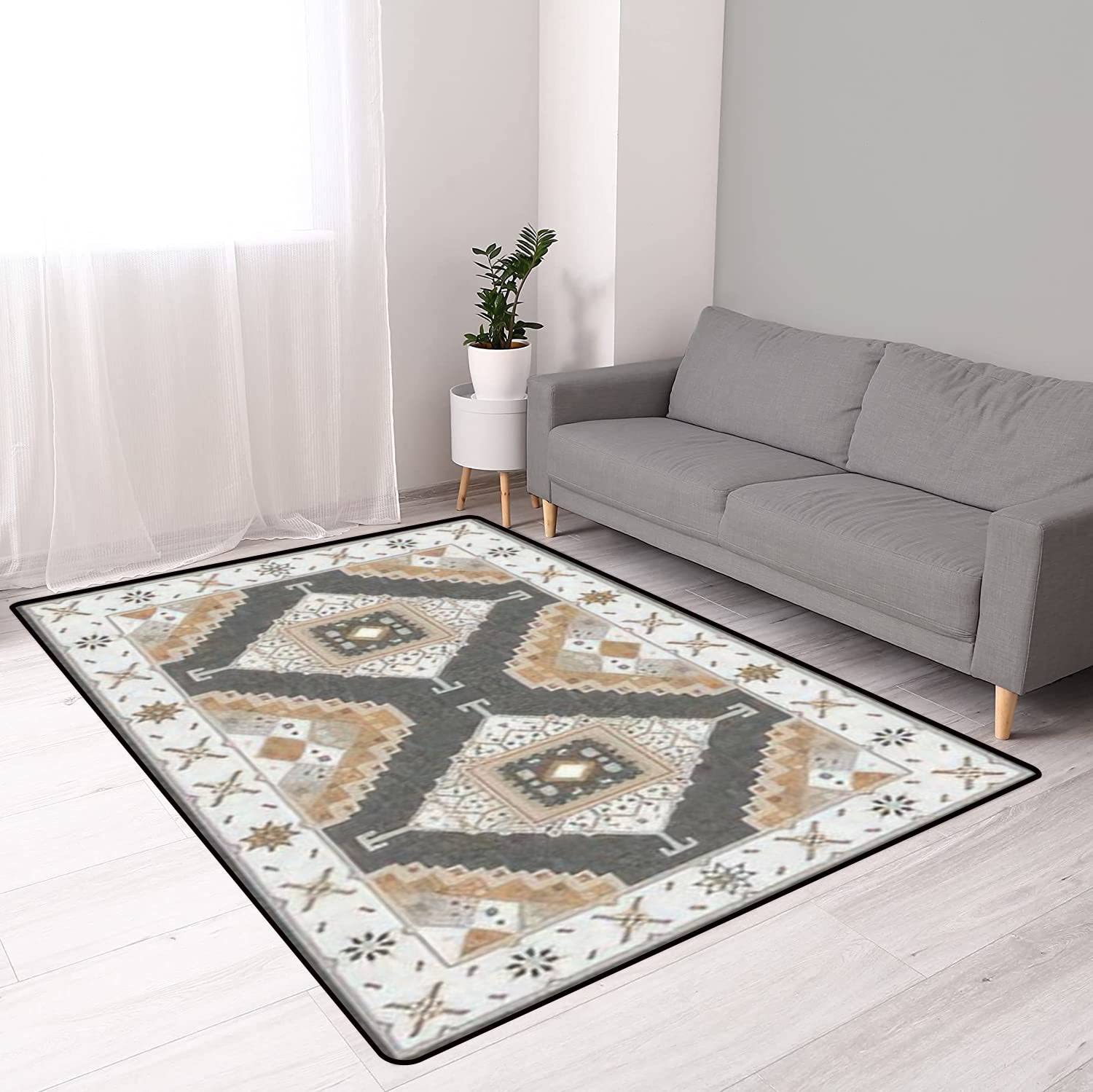 Premium Non-Slip Thickened Area Rugs - Persian & Tebriz Design Printed Fabric Carpet for Indoor/Outdoor Use - Perfect for Living Room, Entryway, Bedroom, and Hallway Floor Mats - Soft & Durable Home Decor Rug