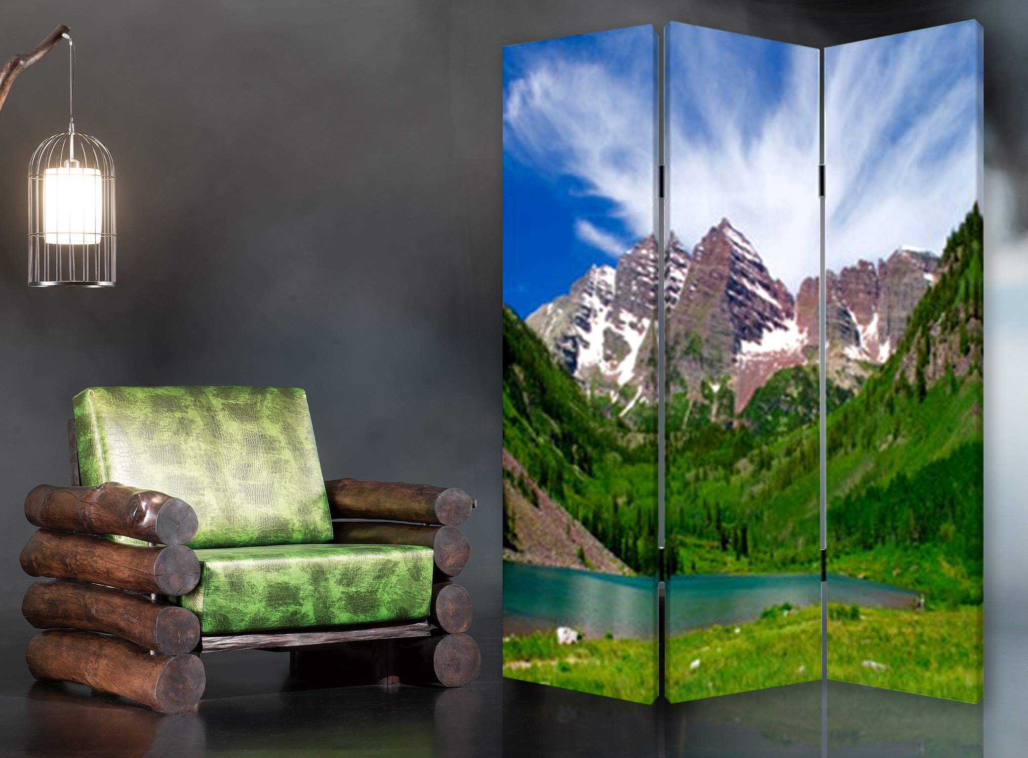 Stylish Screen Gems Mountain Peaks Room Divider - 6-Panel Folding Privacy Screen for Home Office, Bedroom & Living Room | Perfect for Space Separation, Decoration & Sound Dampening