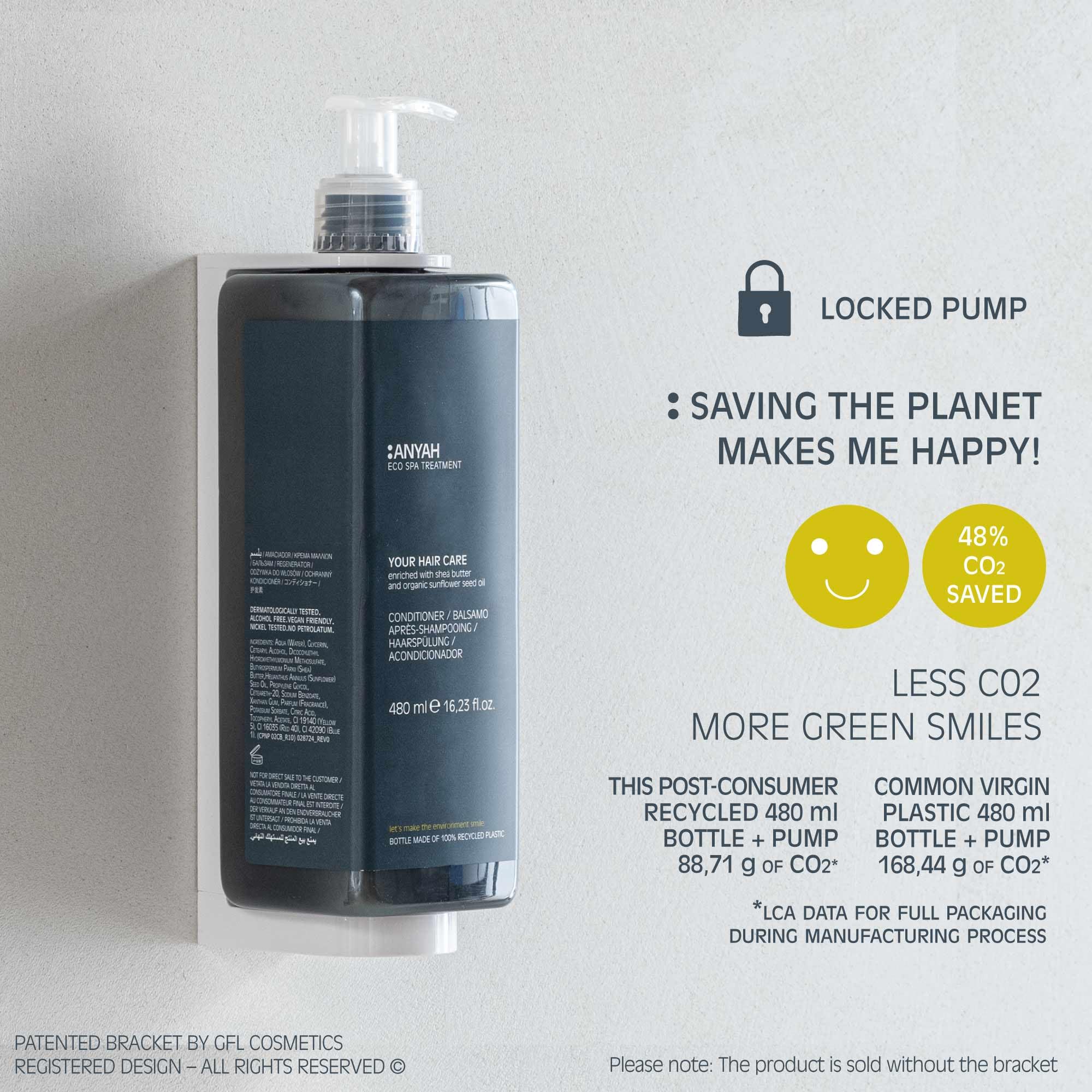 Anyah Conditioner (480ml/18 Pack) - EU Ecolabel Certified, Sealed Pump Hair Care for Soft & Shiny Hair - Perfect for Salons, Spas & Home Use