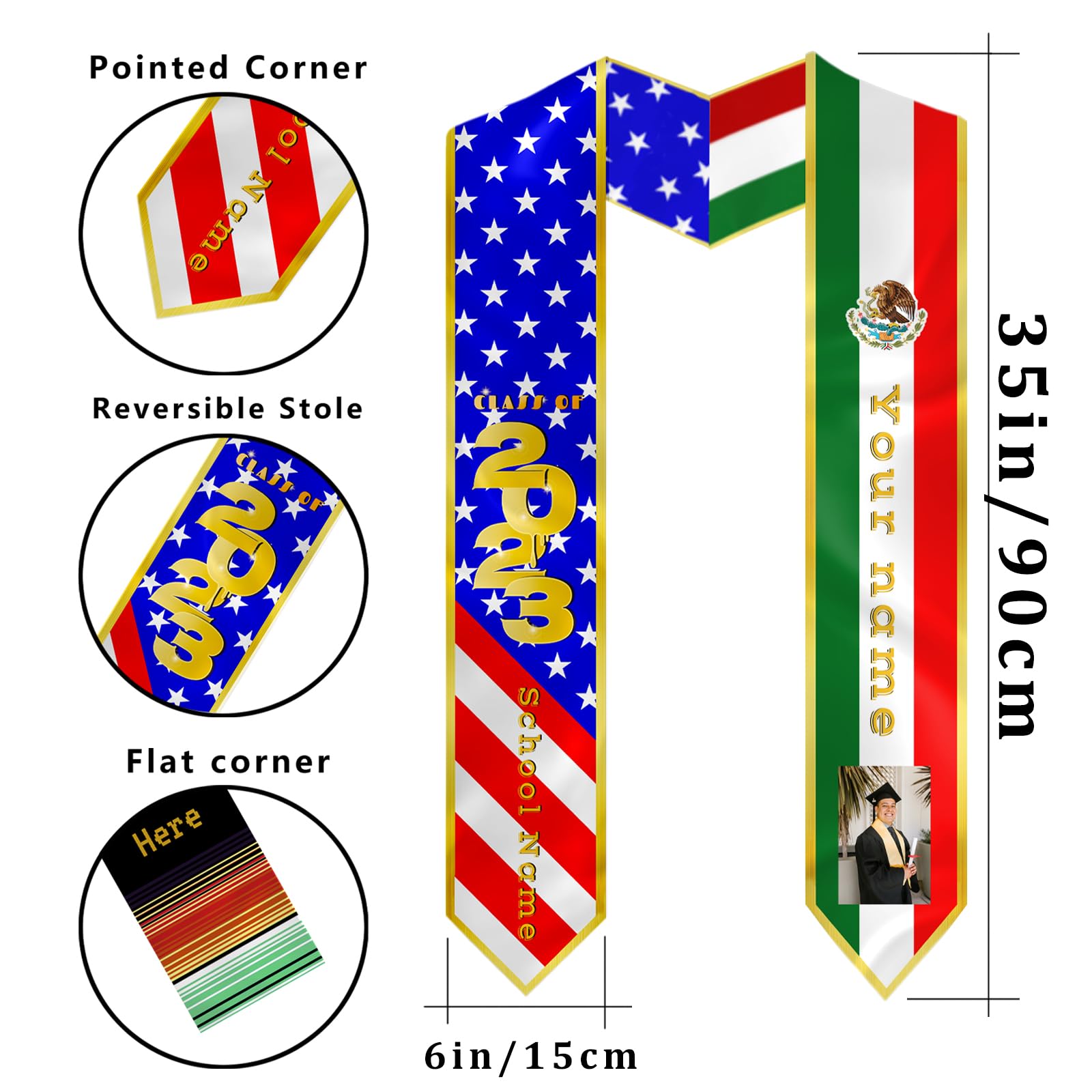 Custom Graduation Stole for Class of 2023 - Personalized Graduation Sash with Name & Year - Perfect for High School & College Commencement Ceremonies, Graduation Photos & Keepsakes