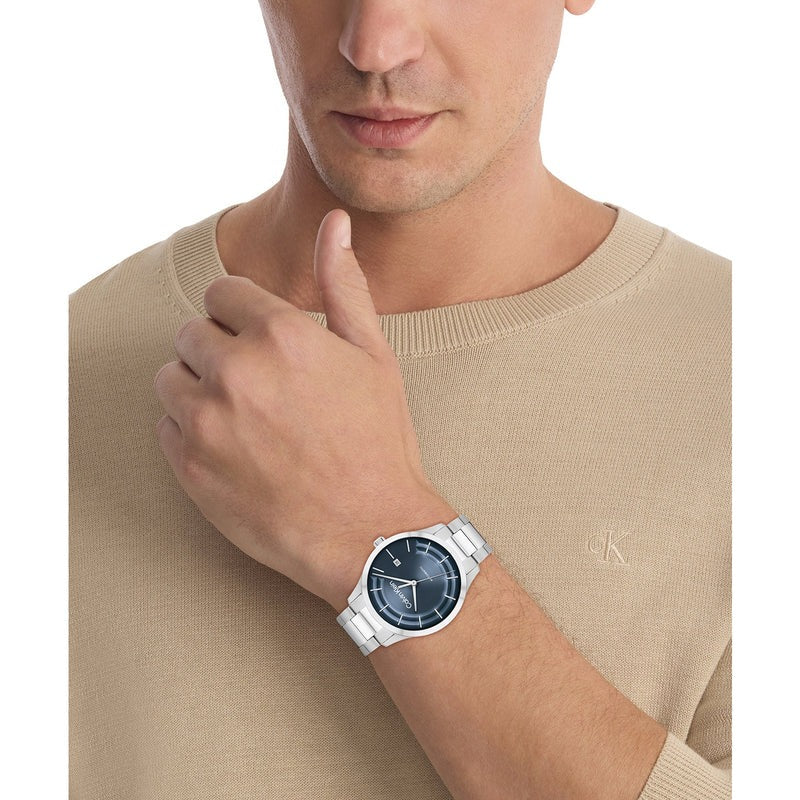 Calvin Klein Iconic Auto Blue Dial Steel Watch 25300020 - Stylish Men's Timepiece for Business, Casual & Formal Occasions