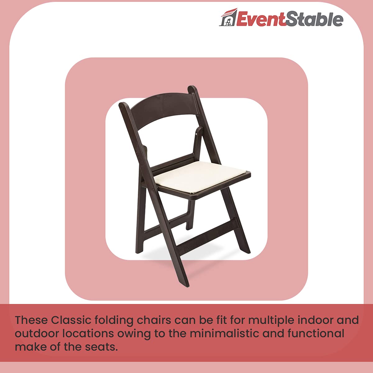 EventStable Titan PRO Resin Folding Chairs 4-Pack - Heavy Duty Dark Brown Vinyl Padded Seats for Indoor & Outdoor Use - Lightweight Portable Chairs for Weddings, Parties, Events, Camping, and Backyard Gatherings