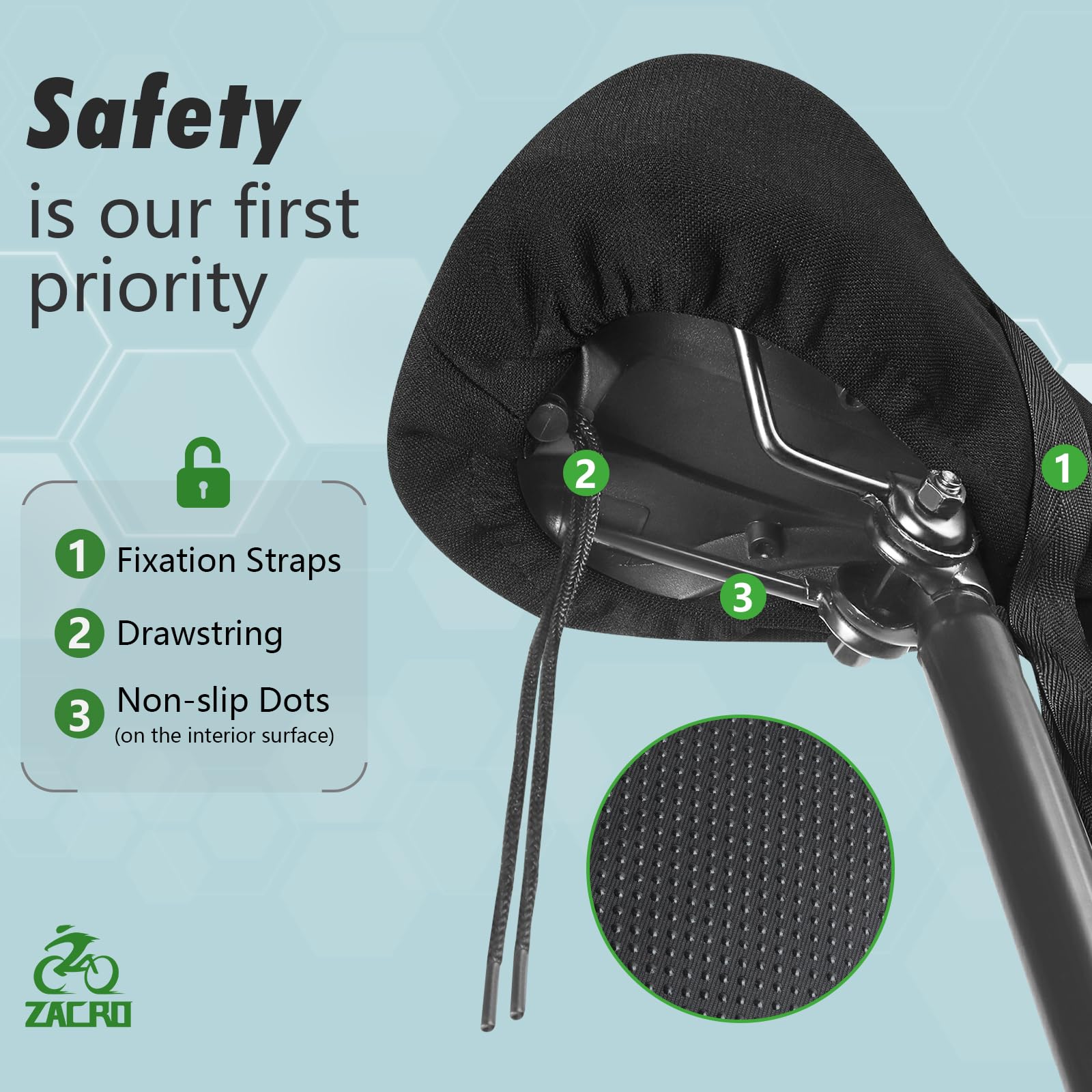 Zacro Wide Bike Seat Cushion - Honeycomb Gel Bicycle Seat Cover for Men & Women, Extra Soft Padding Exercise Bike Saddle for Peloton, Spin Bikes, Stationary & Road Cycling - Perfect for Indoor Workouts, Gym Training & Long Distance Rides