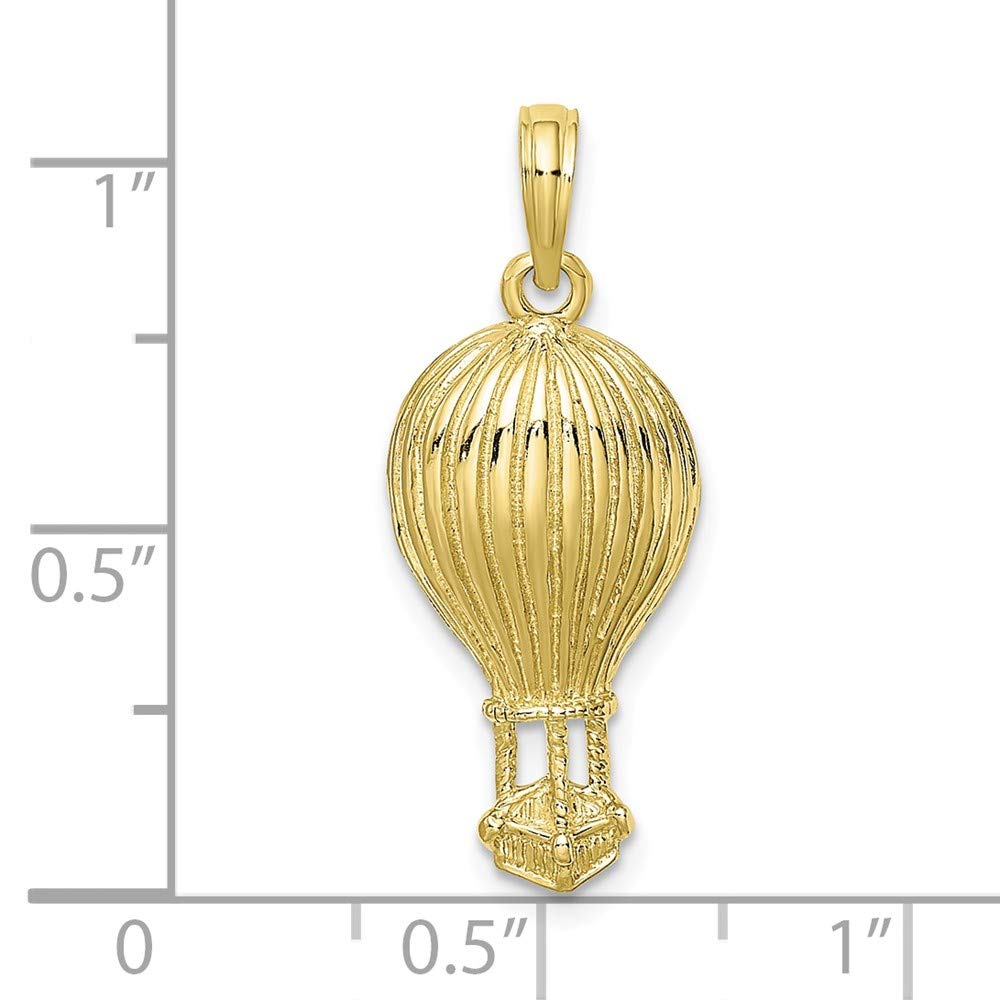 10K Yellow Gold Polished Hot Air Balloon Pendant Necklace - Elegant Jewelry Gift for Women, Birthday, Anniversary & Travel Lovers