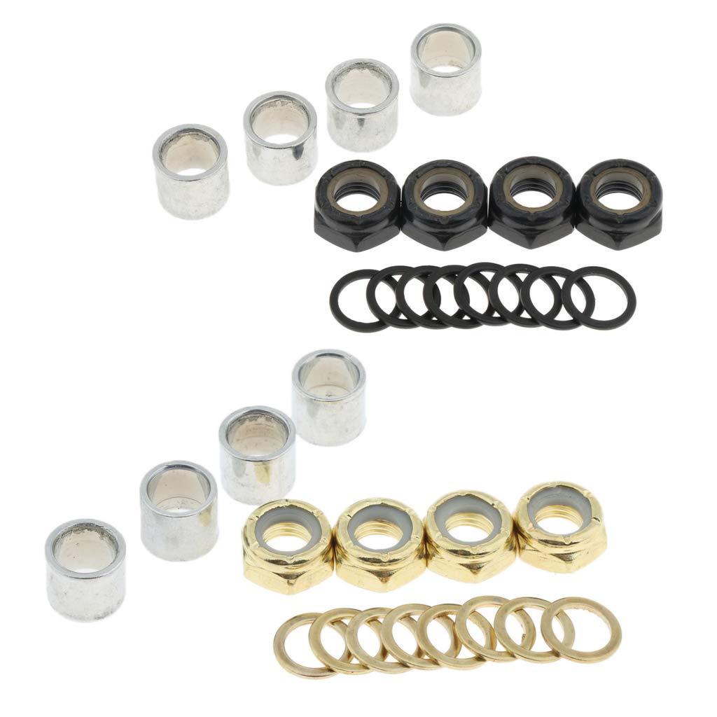 High-Performance Skateboard Washers - Premium Truck Axle Rings, Nuts & Bearing Kit for Smooth Riding | Perfect for Street Skating, Park Tricks & Longboard Cruising