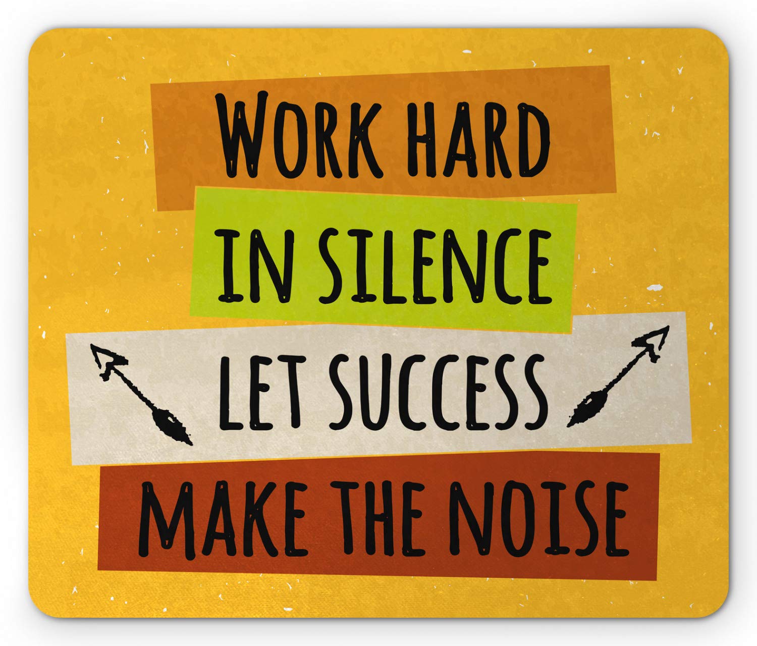 Lunarable Motivational Mouse Pad - Non-Slip Rubber Mousepad with Success Quotes & Arrow Design - Standard Size Office Desk Accessory (Lime Green Marigold) - Perfect for Home Office, Gaming & Workstations