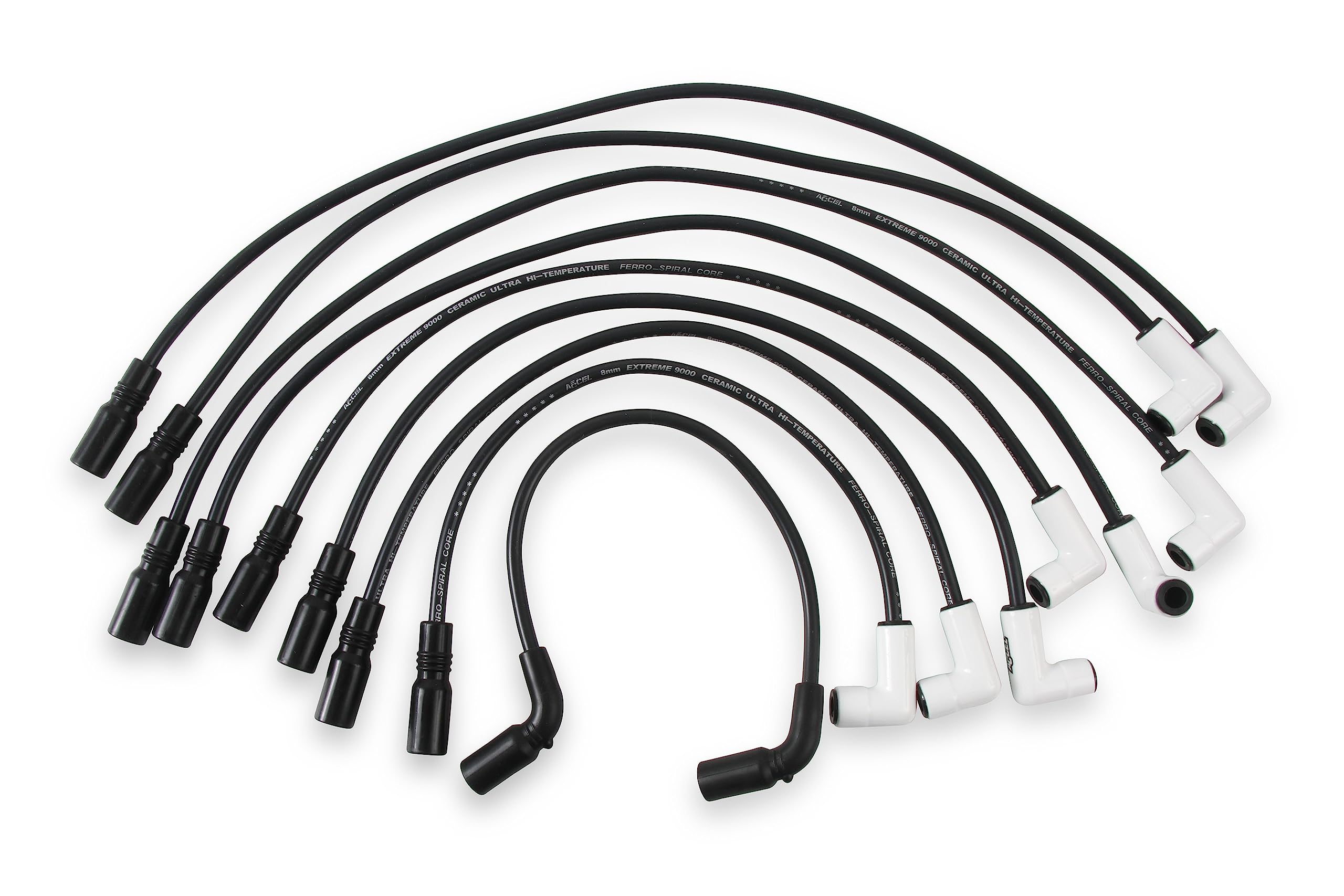 ACCEL 9042C Extreme 9000 High Performance Spark Plug Wire Set with Ceramic Boot - Compatible with GM, Ford, Chrysler - Ideal for Racing, Off-Road & High-Temperature Engine Applications