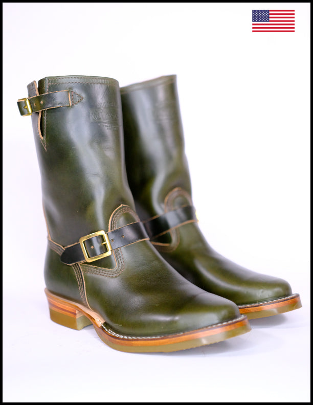 Wesco Boots X The Shop Mister Lou Olive Horween Chromexcel Engineer Boots - Premium Leather Work Boots for Men, Durable & Stylish - Perfect for Motorcycle Riding, Construction Work & Outdoor Adventures