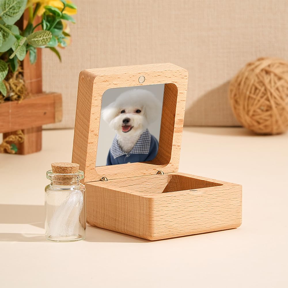 Personalized Pet Memorial Box - Custom Engraved Wooden Keepsake for Dog & Cat Hair, Ashes & Photos - Unique Pet Loss Gift for Pet Lovers - Perfect for Home Memorial Display & Pet Remembrance Ceremonies