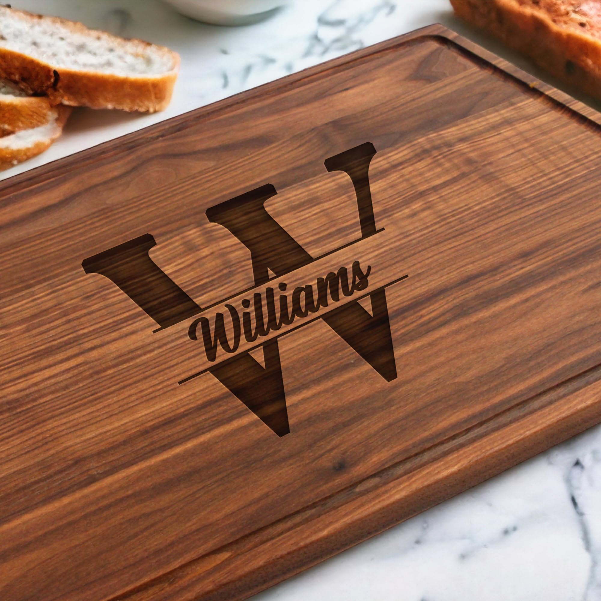 Custom Engraved Walnut Cutting Board - Extra Large FSC-Certified Wood, Personalized Wedding & Anniversary Gift, 100% Made in USA | Perfect for Kitchen Prep, Charcuterie Boards & Home Decor
