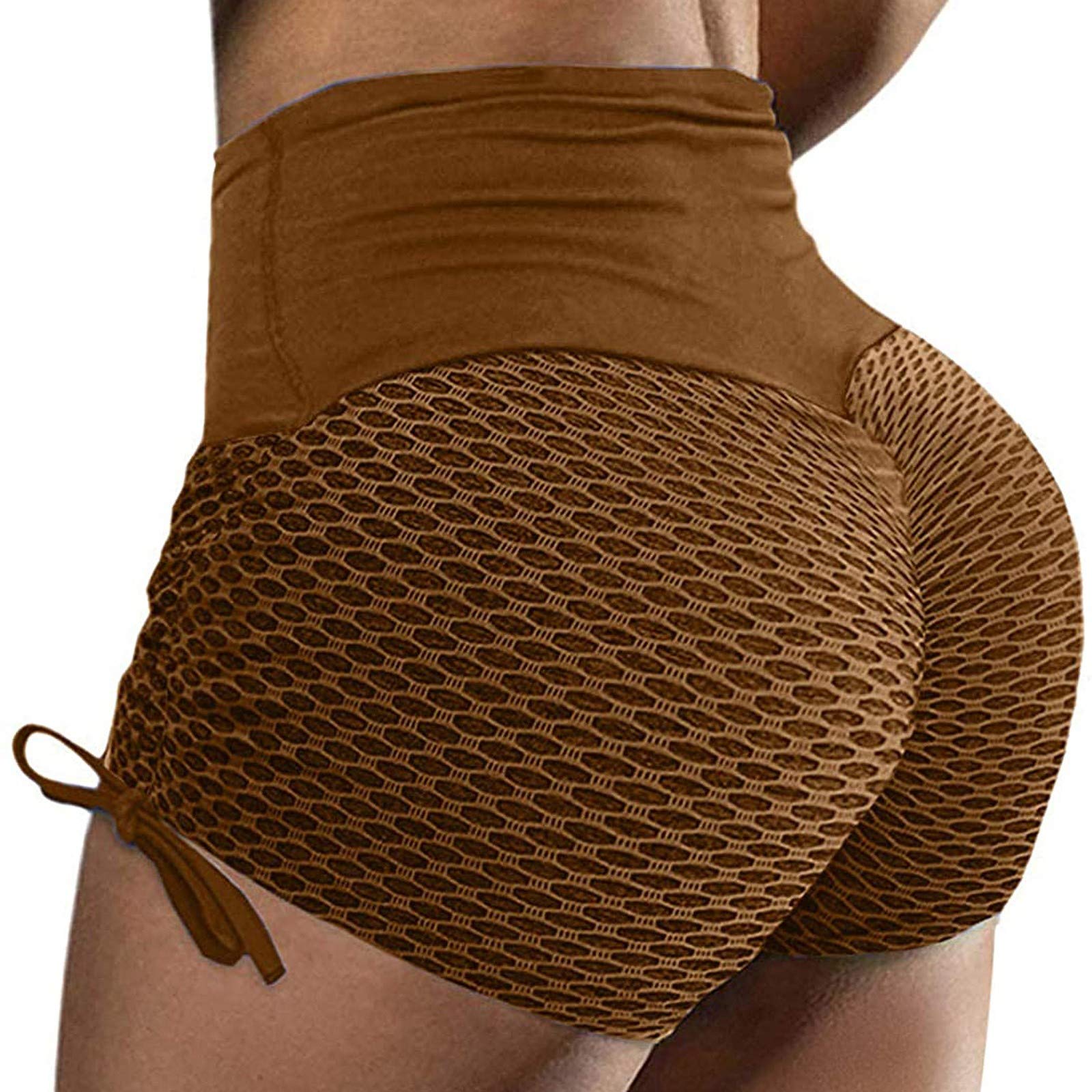 High Waist Butt Lifting Yoga Shorts for Women - Tummy Control Workout Hot Pants with Textured Ruched Design - Perfect for Gym, Running, Beach & Sports Activities