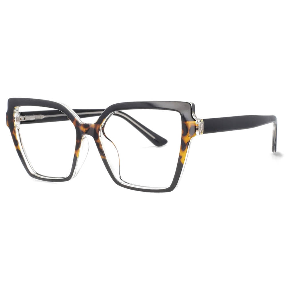 CCspace Women's Full Rim Oversized Square Cat Eye Glasses - Lightweight Titanium Frame (Model 53683) for Work, Reading & Fashion Accessories