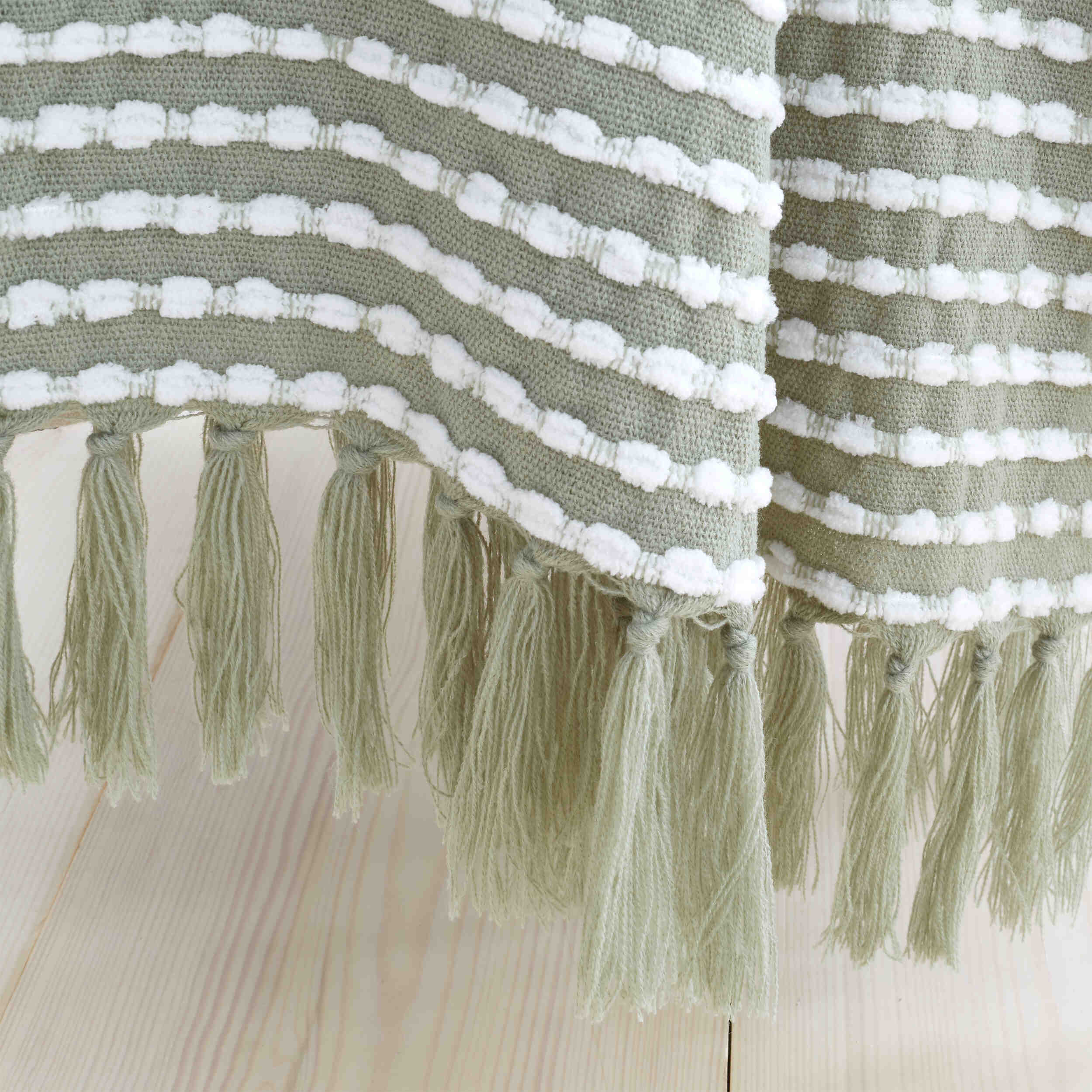 Catherine Lansfield Stab Stitch Throw Blanket - Soft Sage Green Knit Afghan for Sofa, Bed & Home Decor | Cozy Living Room & Bedroom Accessory
