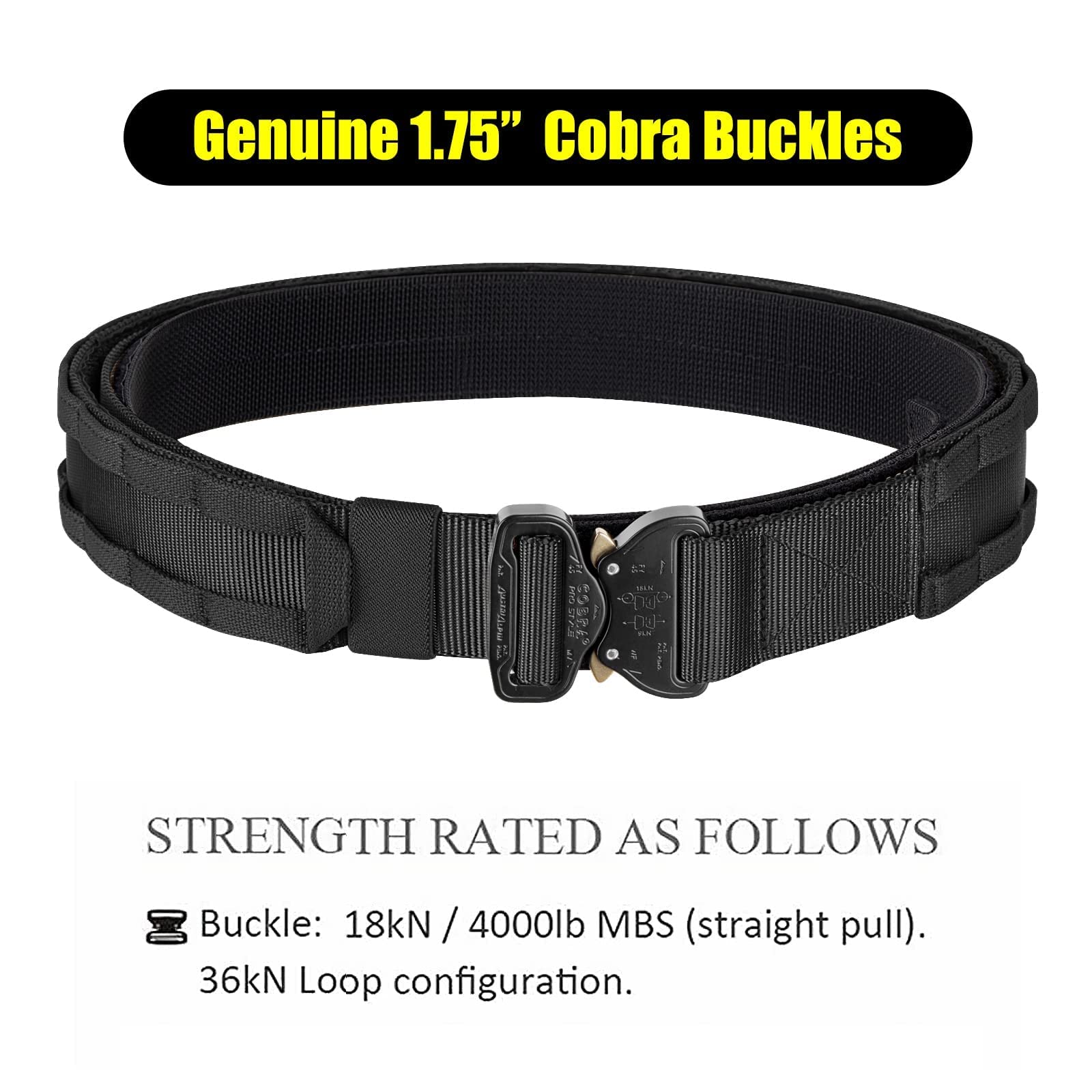 PETAC GEAR Tactical Battle Belt with Cobra Buckle | Heavy Duty Rigger Gun Belt | 1.75