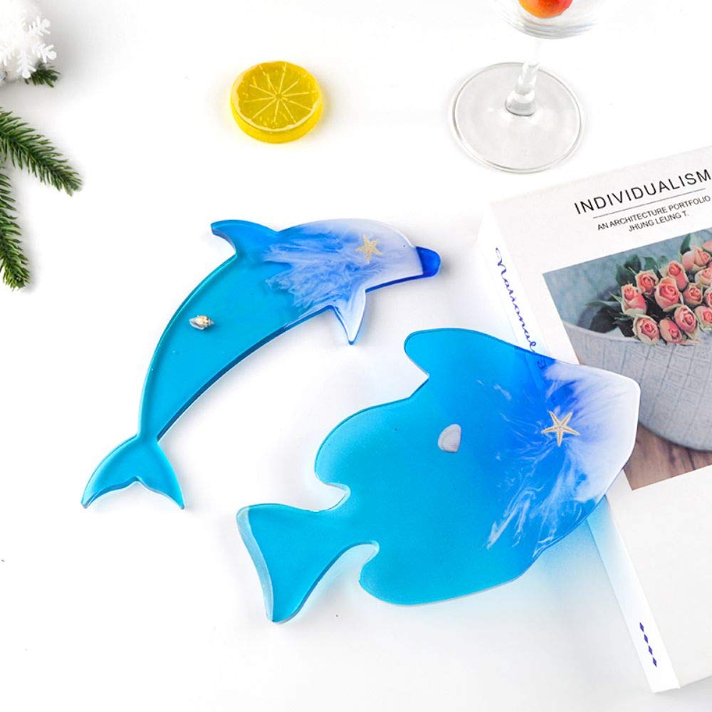 FUYAKEJI 6PCS Ocean Animal Silicone Molds - Dolphins, Octopus, Turtles, Jellyfish, Whales & Fish Resin Coaster Molds for DIY Epoxy Crafts | Perfect for Home Decor, Beach Themed Parties & Unique Gift Making