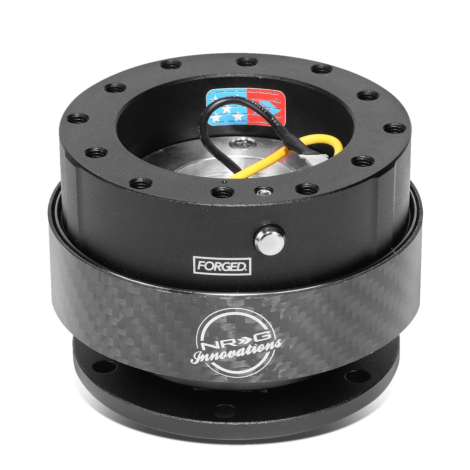 NRG Innovations Gen 2.0 Quick Release Steering Wheel Kit - Black Body & Carbon Fiber Ring - 6x70mm & 6x74mm Bolt Pattern (NRG-SRK-200CF) - Perfect for Racing, Drifting & Car Upgrades