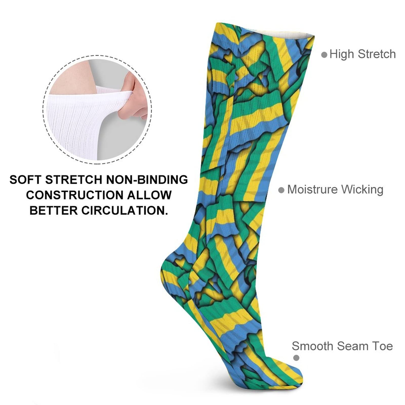 Gabon Flag Casual Socks - Moisture Wicking & Breathable Athletic Socks for Men & Women (5 Pairs) - Perfect for Running, Gym Workouts & Everyday Wear