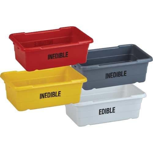 Stackable Food Storage Containers with Nesting Design - 25x16x8.5 Inches, Gray with Inedible Print (1-Pack) - Perfect for Restaurant, Catering & Bulk Food Handling