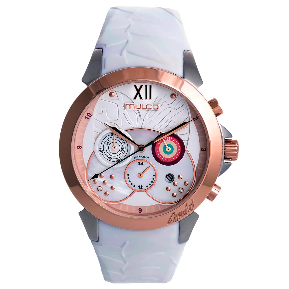 Luxury MULCO Women's Stainless Steel Watch with Swarovski Crystals, Quartz Analog Movement & Silicone Strap - Water Resistant & Scratch-Resistant Mineral Glass - Perfect for Business, Party & Everyday Wear