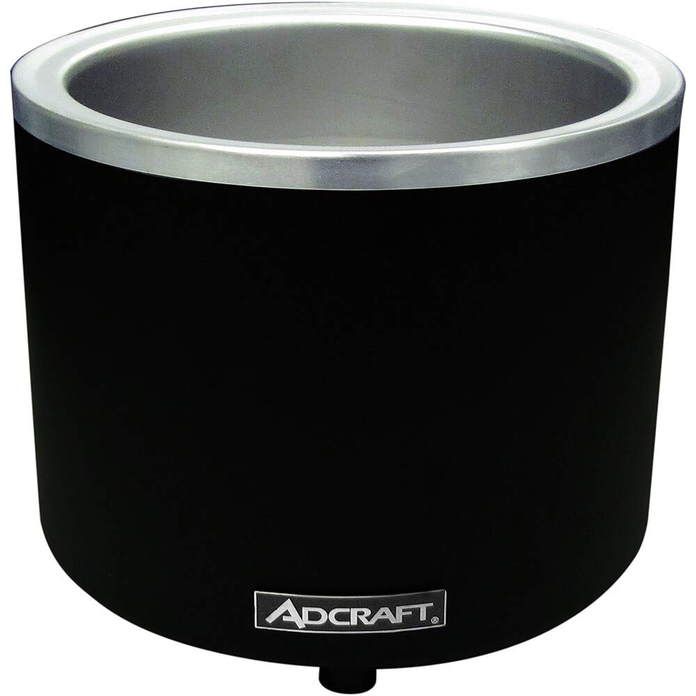 Adcraft FW-1200WR/B Commercial Countertop Soup Warmer with Thermostatic Controls - 7 Quart Stainless Steel Food Warmer & Cooker - 1200W 120V - Perfect for Restaurants, Catering & Buffets