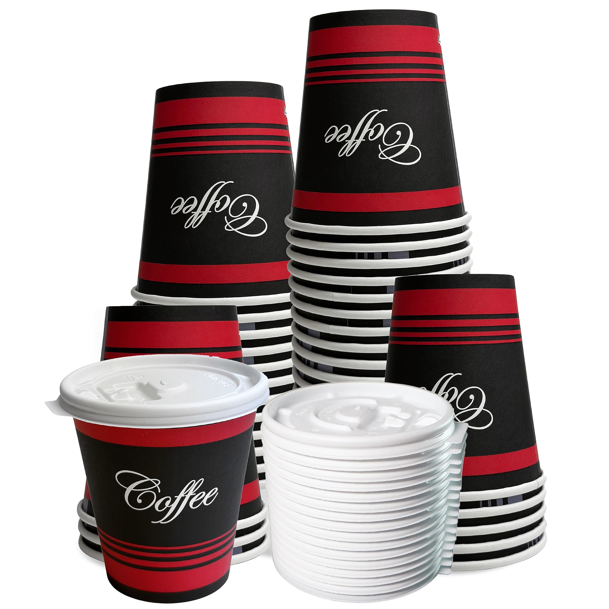 EcoQuality 12 Oz Disposable Paper Coffee Cups with White Lids - 1000 Count, Restaurant Grade Hot & Cold Drink Cups for Tea, Soda, Coffee Shops, Cafes, Concession Stands - Perfect for Takeout, Office Break Rooms, and Catering Events