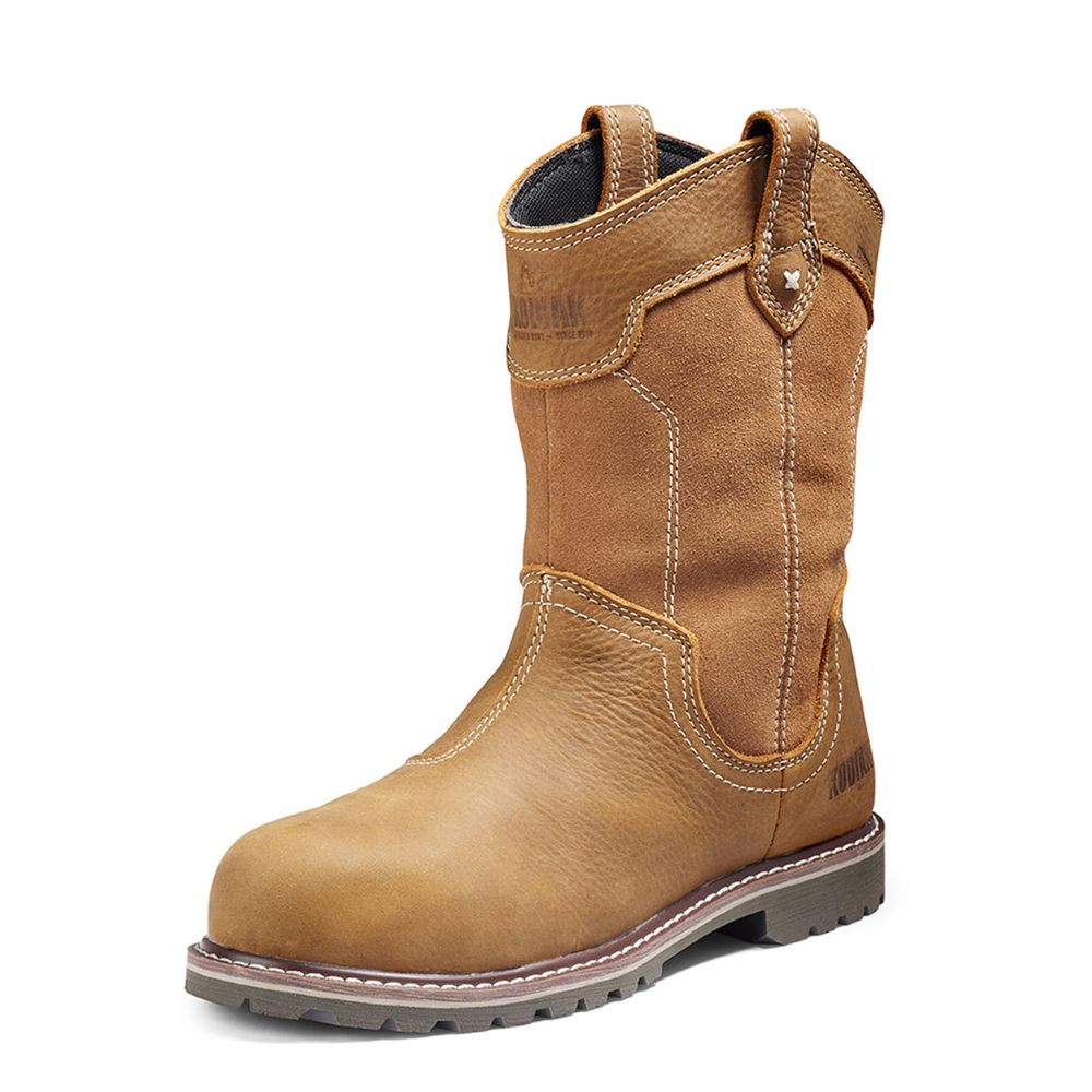 Kodiak Bralorne Women's Pull-On Wellington Composite Toe Leather Work Boots - Waterproof, Slip Resistant, Steel Toe Safety Shoes for Construction, Farming & Outdoor Work (KD0A8354FWE, Wheat)