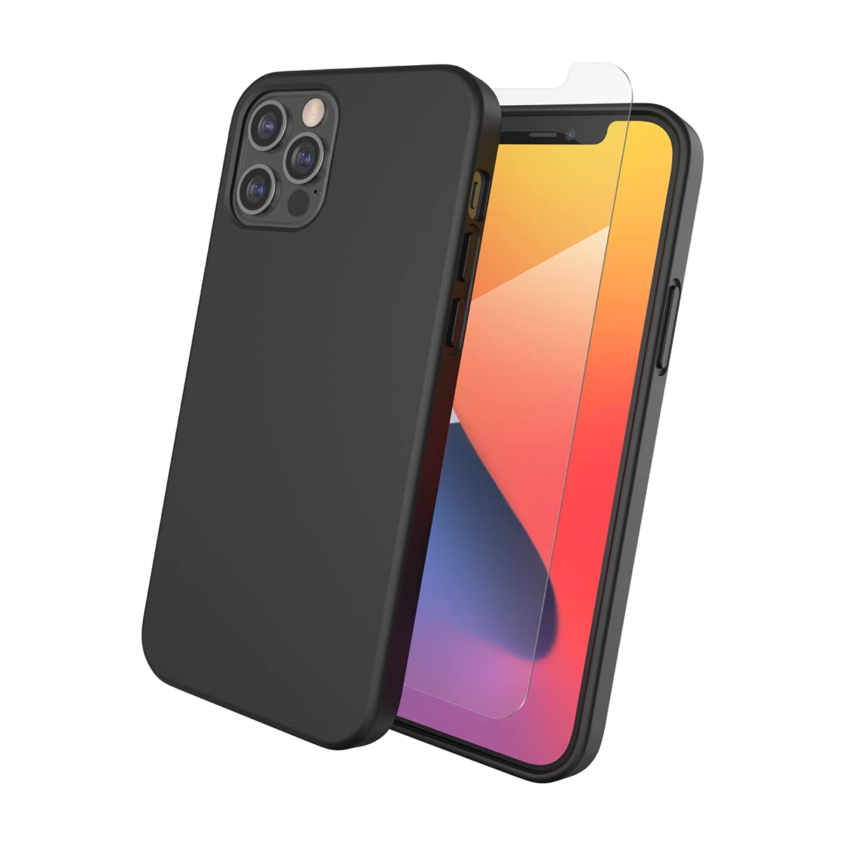 Max Protection MagSafe Case & HD Tempered Glass Screen Protector for iPhone 12/12 Pro - Shockproof Black Cover with Perfect Fit - Ideal for Daily Use, Travel & Outdoor Activities