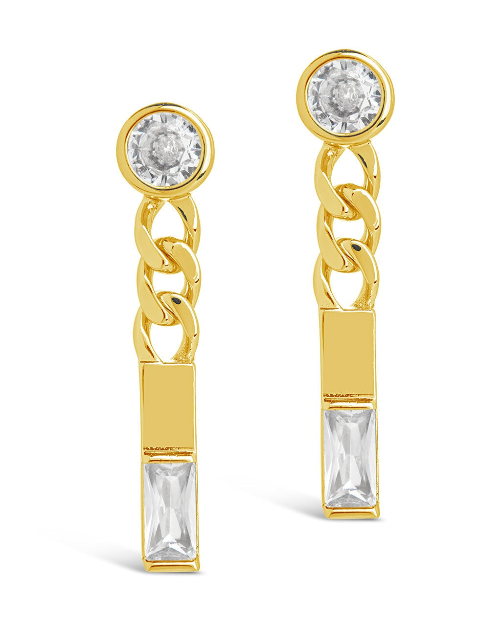 Merri CZ & Chain Drop Stud Earrings for Women - Elegant Cubic Zirconia Dangle Earrings for Party, Wedding & Everyday Wear