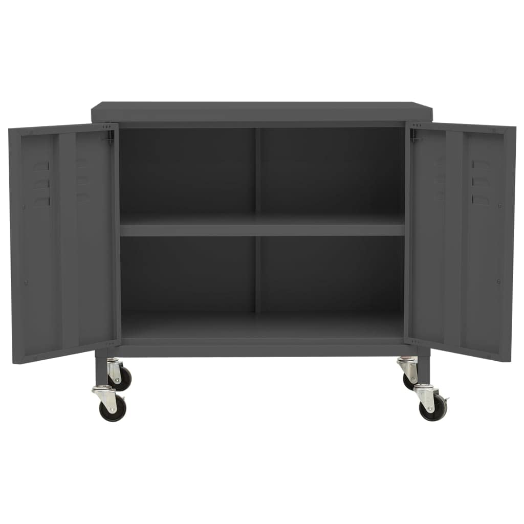 FAMIROSA 2-Door Steel Storage Cabinet with Adjustable Shelf & 4 Wheels - 23.6