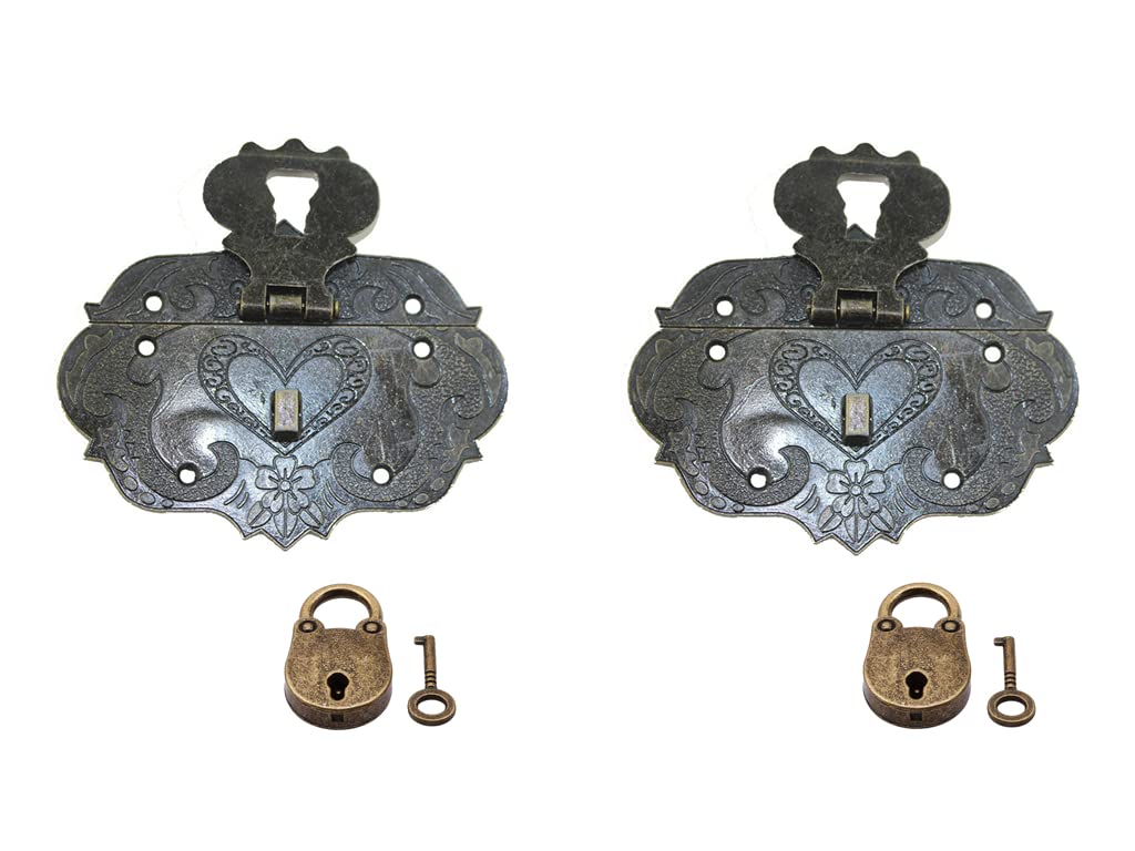Vintage Brass Hasp Clasp Latch Lock with Screws - Antique Decorative Hardware for Jewelry Box, Wooden Chest, Furniture & Home Decor (Bronze, 2-Pack) - Perfect for DIY Projects, Cabinet Repair & Vintage Style Home Upgrades
