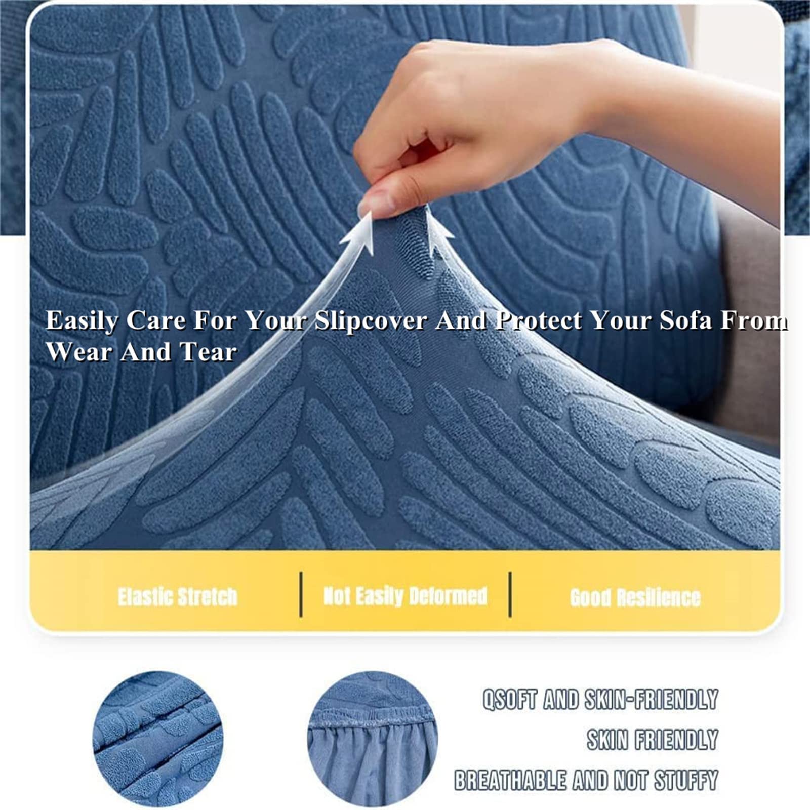 Soothing Stretchable Sofa Cover - Large Single Seat, Washable & Wear-Resistant Couch Protector for Sectional Sofas, Perfect for Living Room, Bedroom, or Office (Jade White)