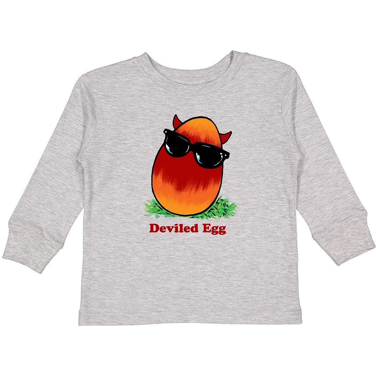 Inktastic Easter Red and Orange Deviled Egg Toddler Long Sleeve T-Shirt - Cute Holiday Outfit for Boys & Girls - Perfect for Easter Celebrations, Family Photos & Spring Festivals