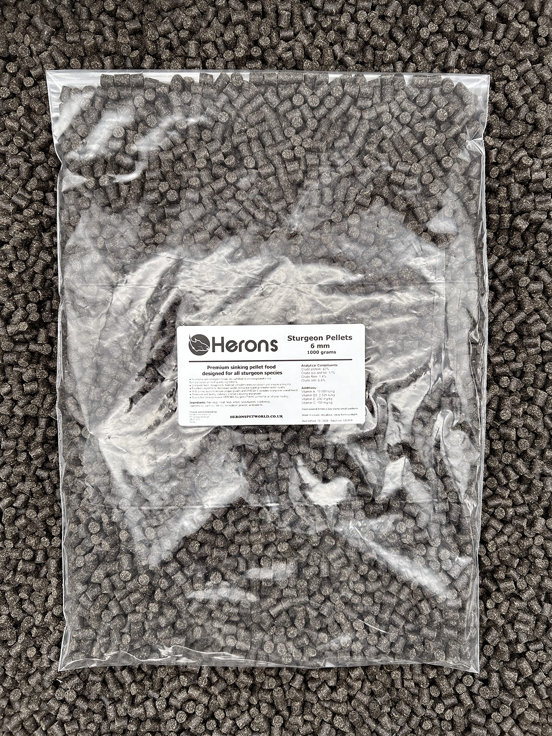 Premium Sturgeon Pellets 6mm - High Protein Fish Food for All Sturgeon Species & Sterlets | Enhances Growth & Immune System | Sinking Pellets 1Kg - Ideal for Pond & Aquarium Fish Feeding