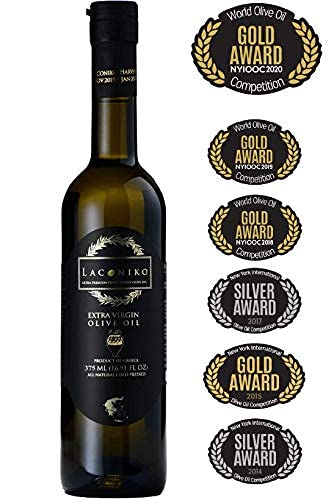 Laconiko Ultra Premium 100% Extra Virgin Olive Oil - Cold Pressed, Koroneiki Variety from Greece | 2023 NYIOOC Gold Medal Winner | 6-Pack (76.1oz Total) | Perfect for Salads, Cooking & Gourmet Gifts