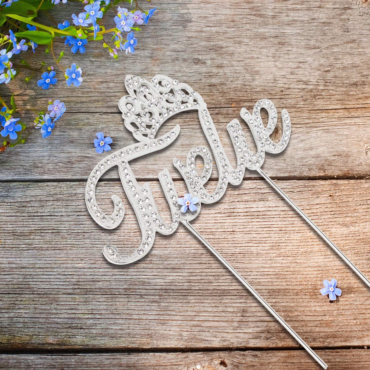 LINGTEER 12th Birthday Cake Topper with Crown - Silver Bling Crystal Rhinestone Decor for Happy 12th Birthday Party | Perfect for Girls' Birthday Cakes, Milestone Celebrations & Keepsake Gifts
