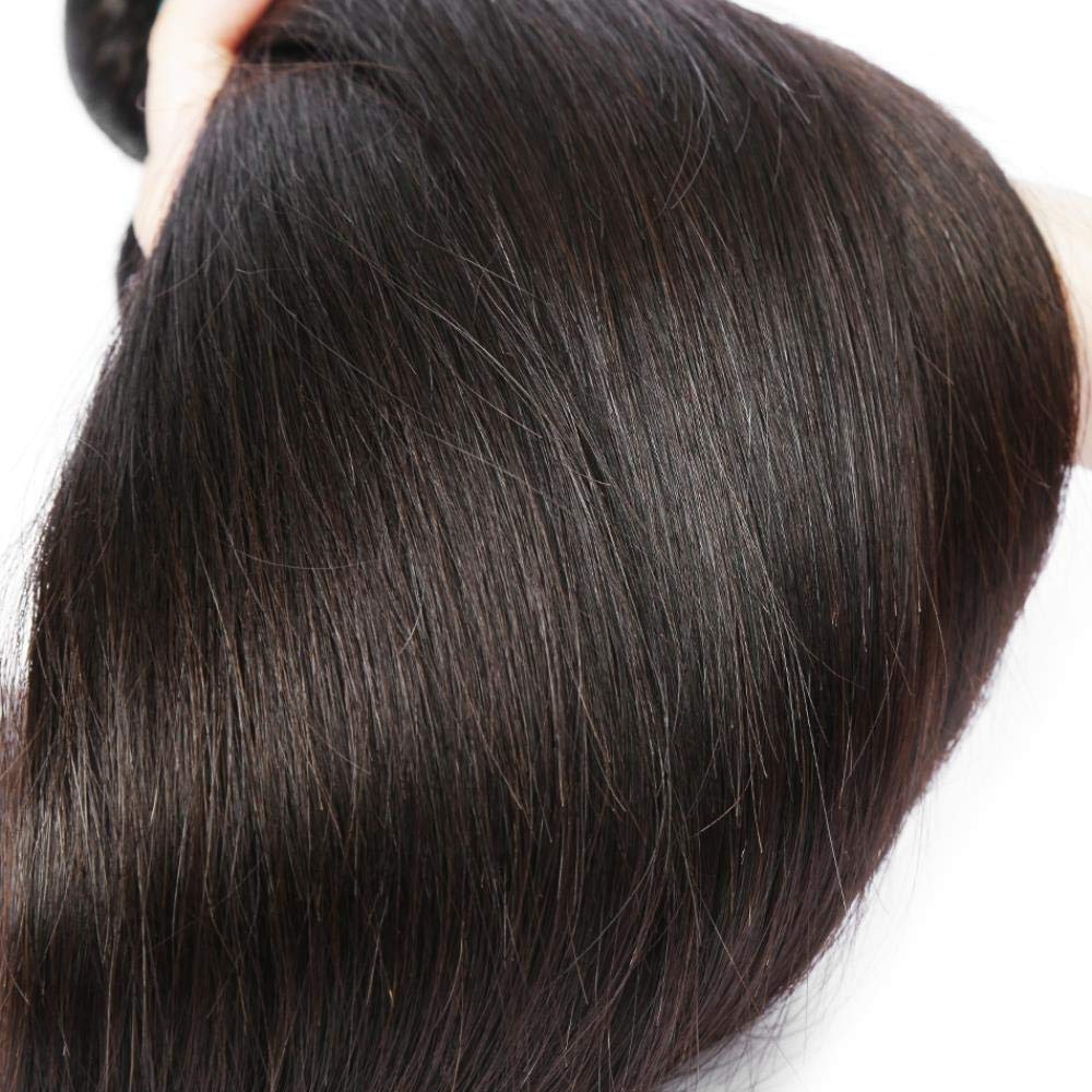 Brazilian Straight 100% Human Hair Weave Bundles - 30/32/36/40 Inch Raw Virgin Hair Extensions (3/4 Bundles, Natural Black) | Perfect for Salon Styling, Daily Wear & Special Occasions