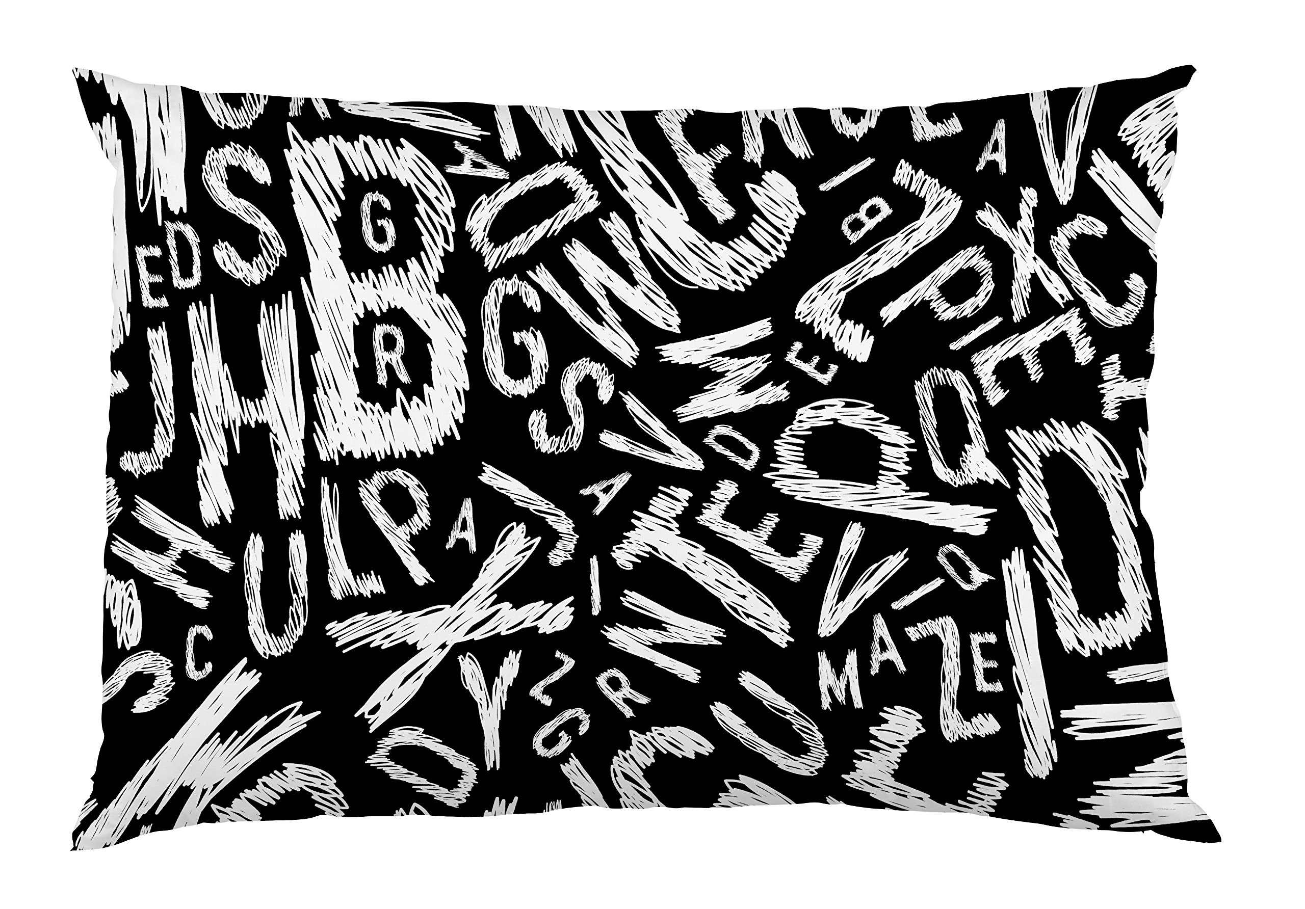 OBC One Bella Casa Chalk Letters Pillowcase - Standard 20x30 Inches Black & White - Perfect for Home Decor, Bedroom Accent & Farmhouse Style