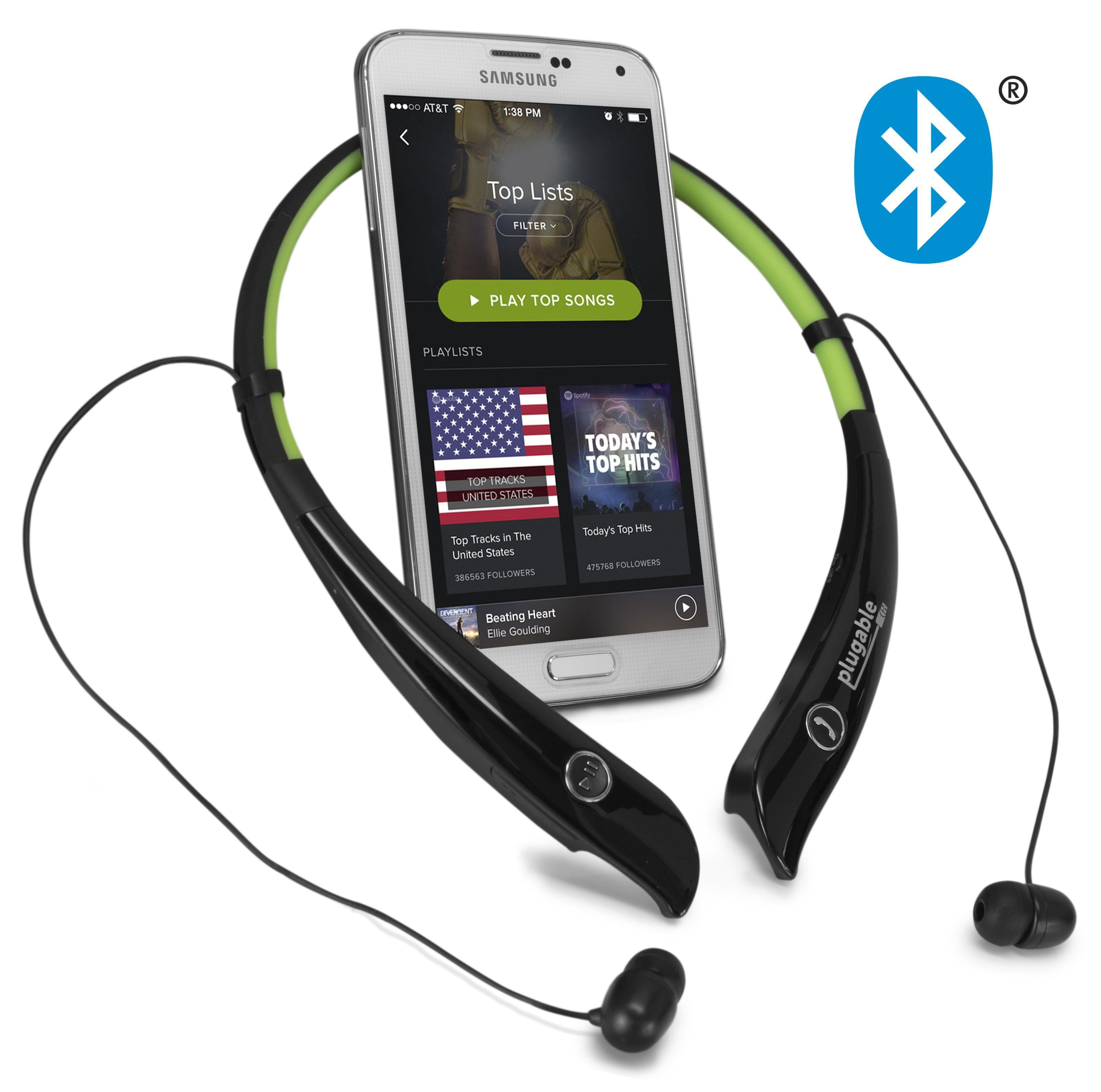 Bluetooth® Wireless Flexible Neckband Headset - Hands-Free Headphones for Workouts, Running, Office Calls & Commuting