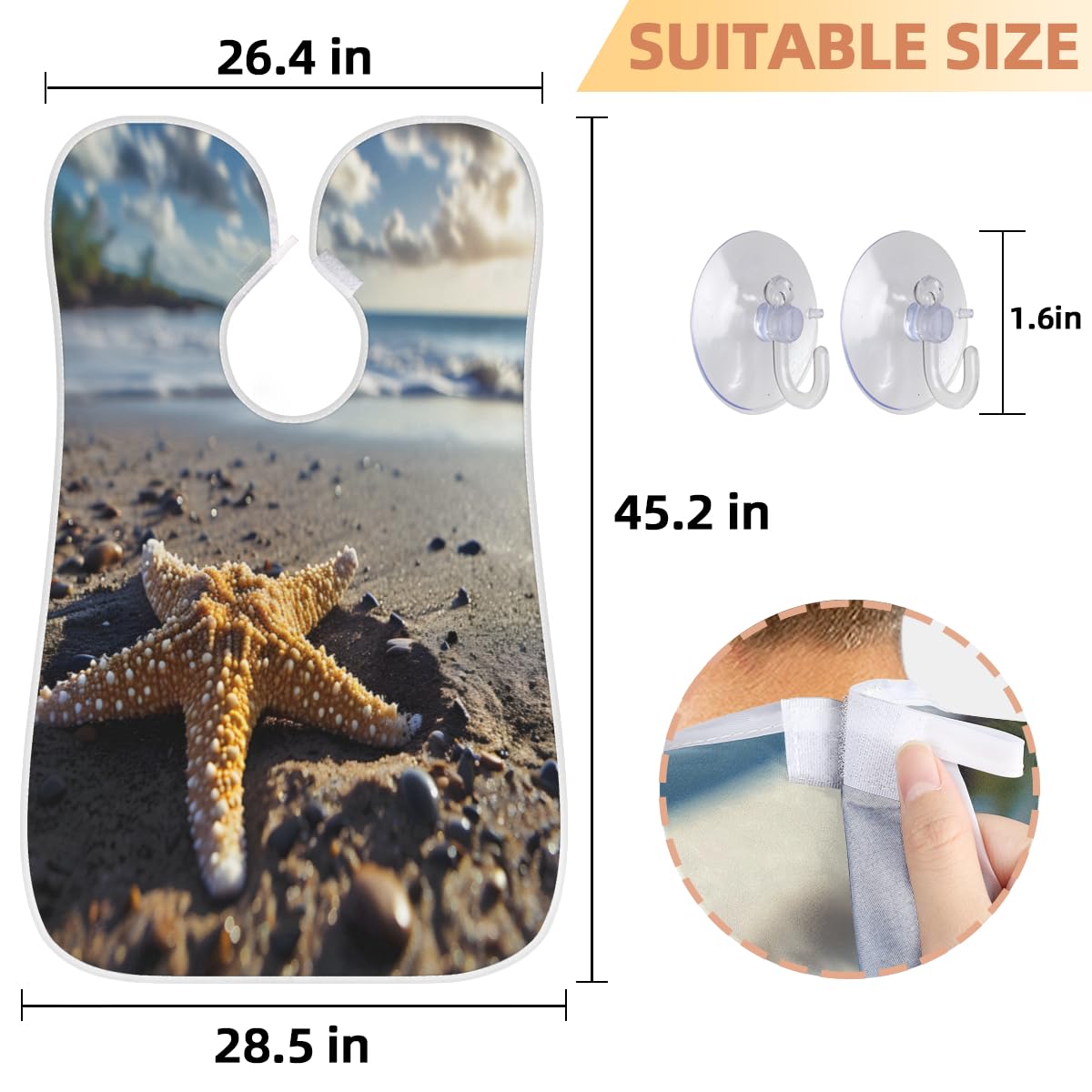 Men's Sea Starfish Beard Shaving Bib - Waterproof Hair Dye & Makeup Apron for Barbers, Stylists & Home Grooming - Sink Hair Catcher & Beard Trimming Accessory - Perfect Gift for DIY Haircuts & Salon Professionals