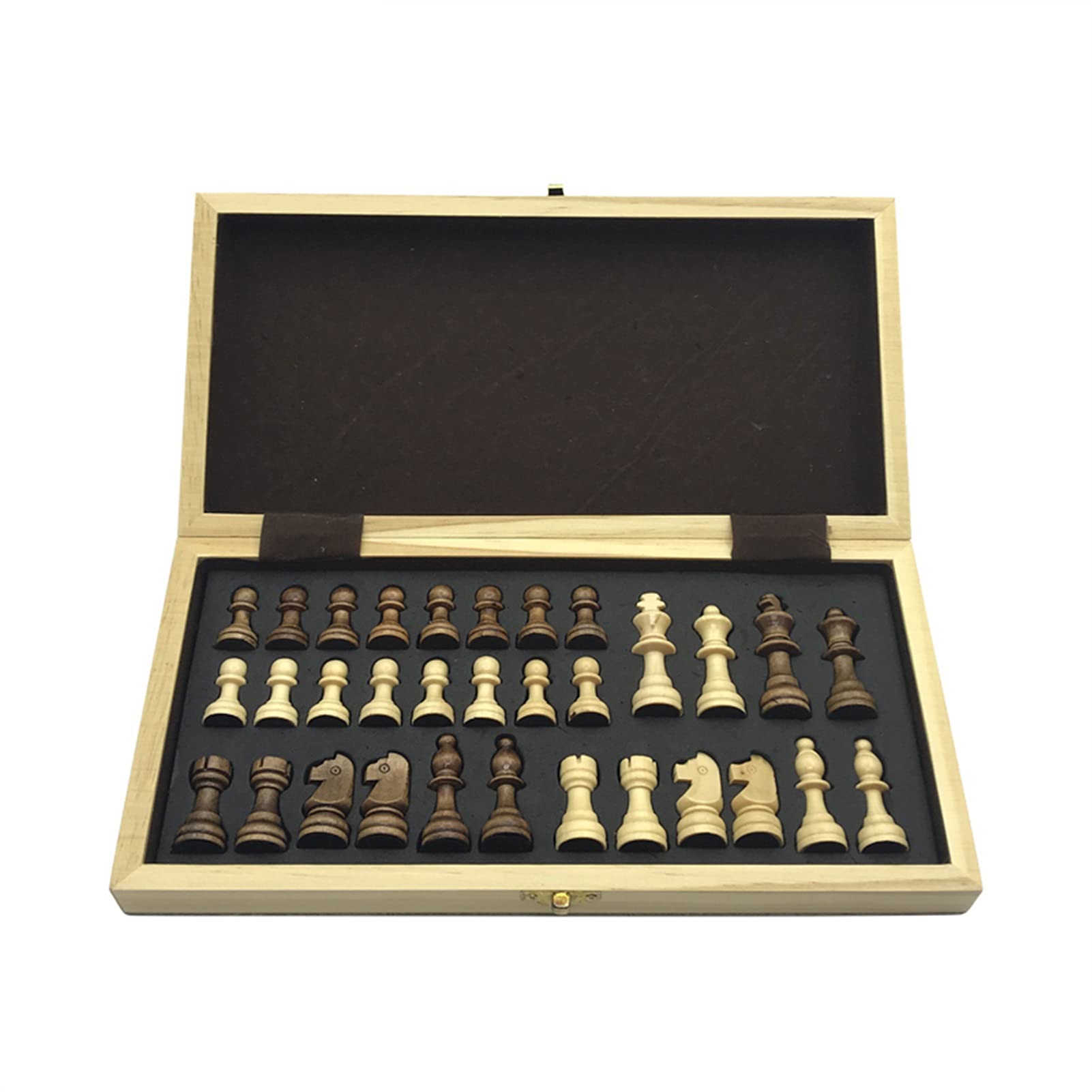 Premium Magnetic Wooden Chess Set - Solid Wood Folding Checker Board with High-End Chess Pieces - 34x34cm - Perfect for Travel, Home, and Office Games (Color: B)