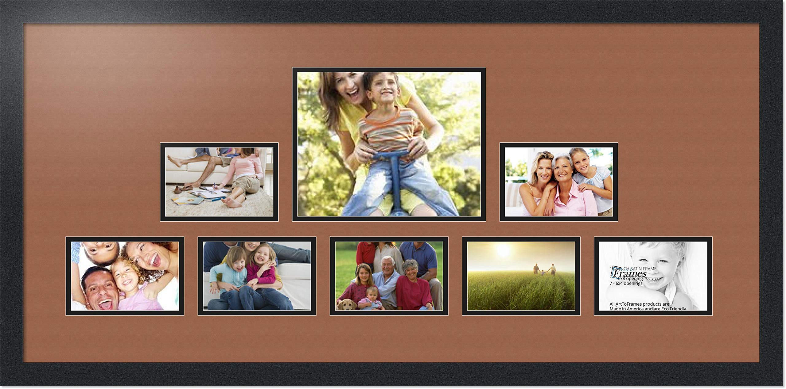 Art to Frames Double-Multimat-181-771/89-FRBW26079 37.75 x 16.75 Inch Black Satin Picture Frame - 1.25 Inch Wide for Wall Art, Photos & Home Decor