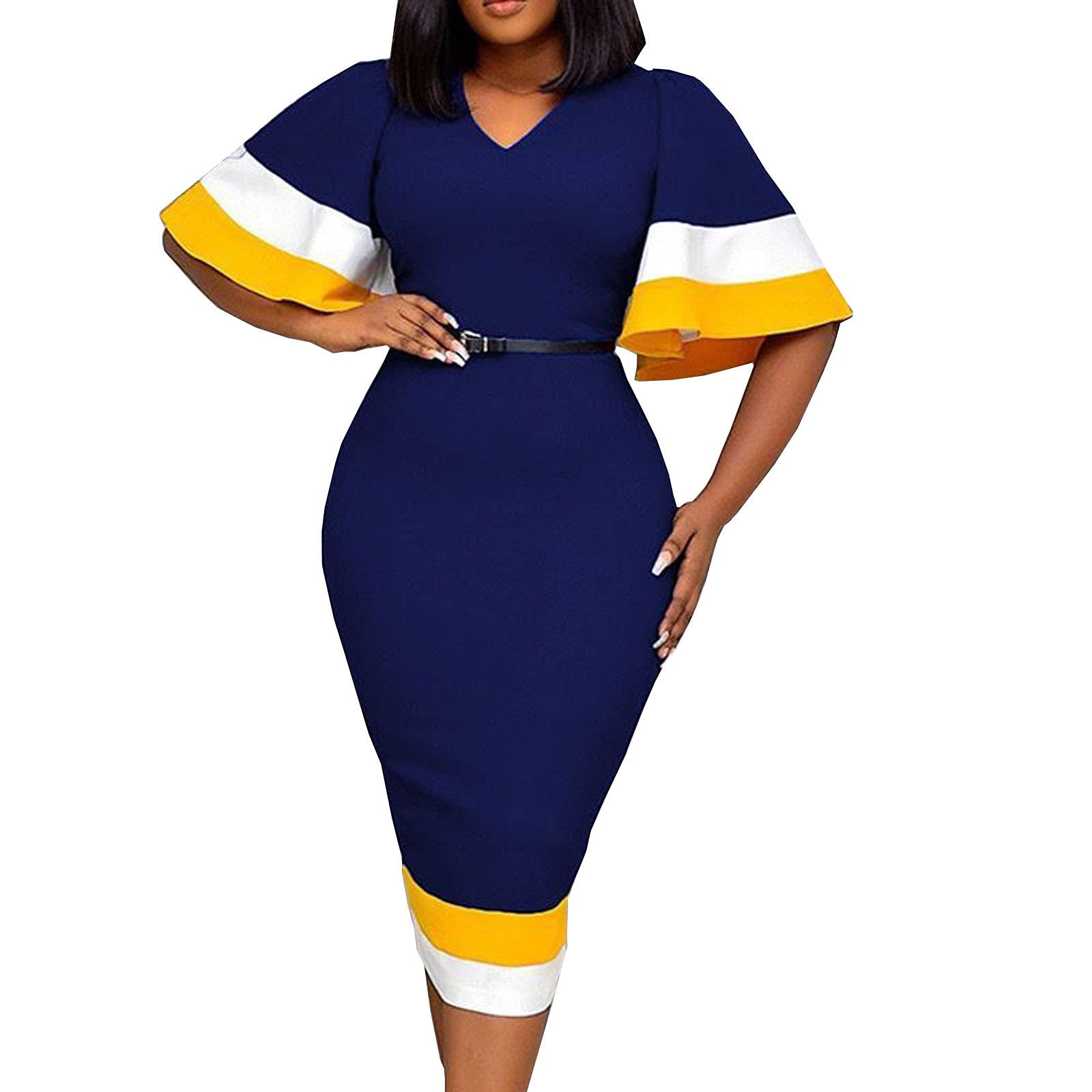 YaYiYa Women's Plus Size Flare Casual Bell Sleeve Maxi Dress - Fall Summer Long Dress for Curvy Women | Perfect for Beach, Vacation & Everyday Wear