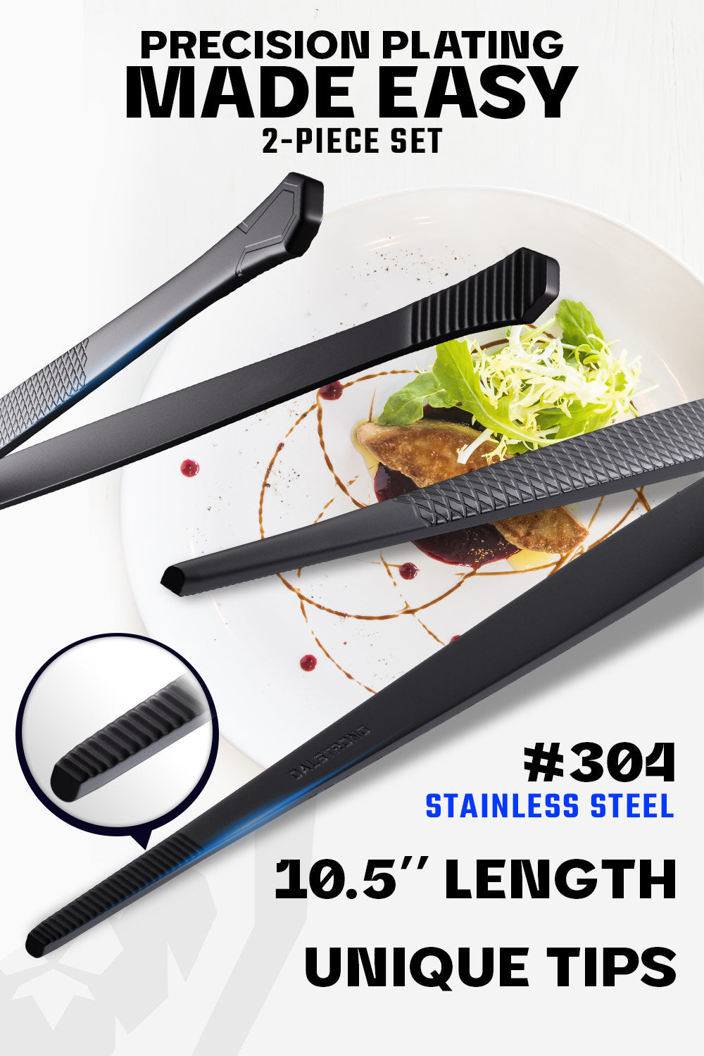 Professional 2-Piece Plating Tweezer Set - 10.5